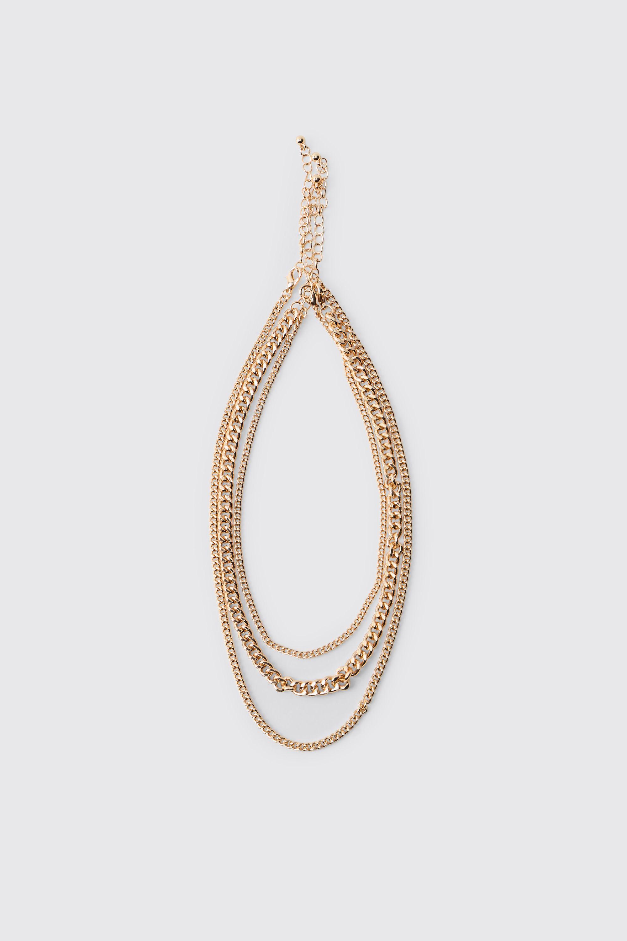 3 Pack Chain Necklace In Gold by BOOHOOMAN