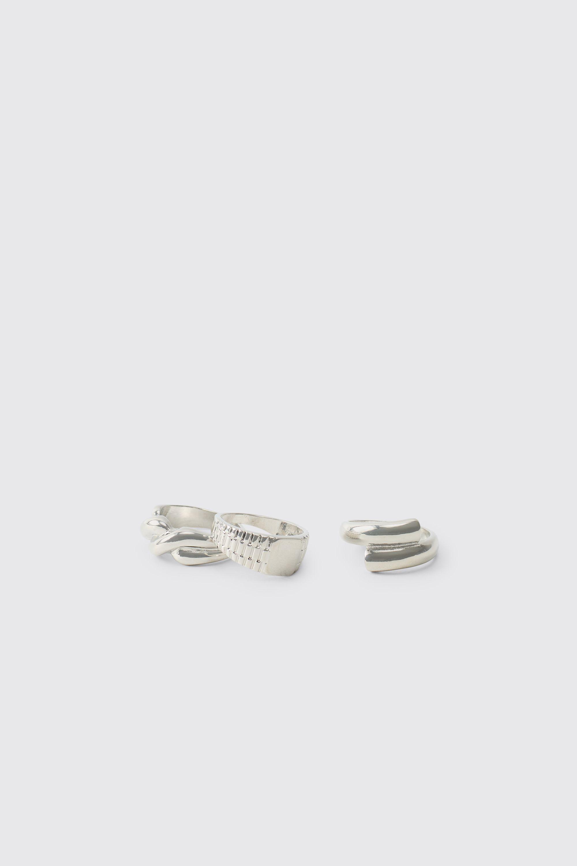 3 Pack Chunky Rings by BOOHOOMAN