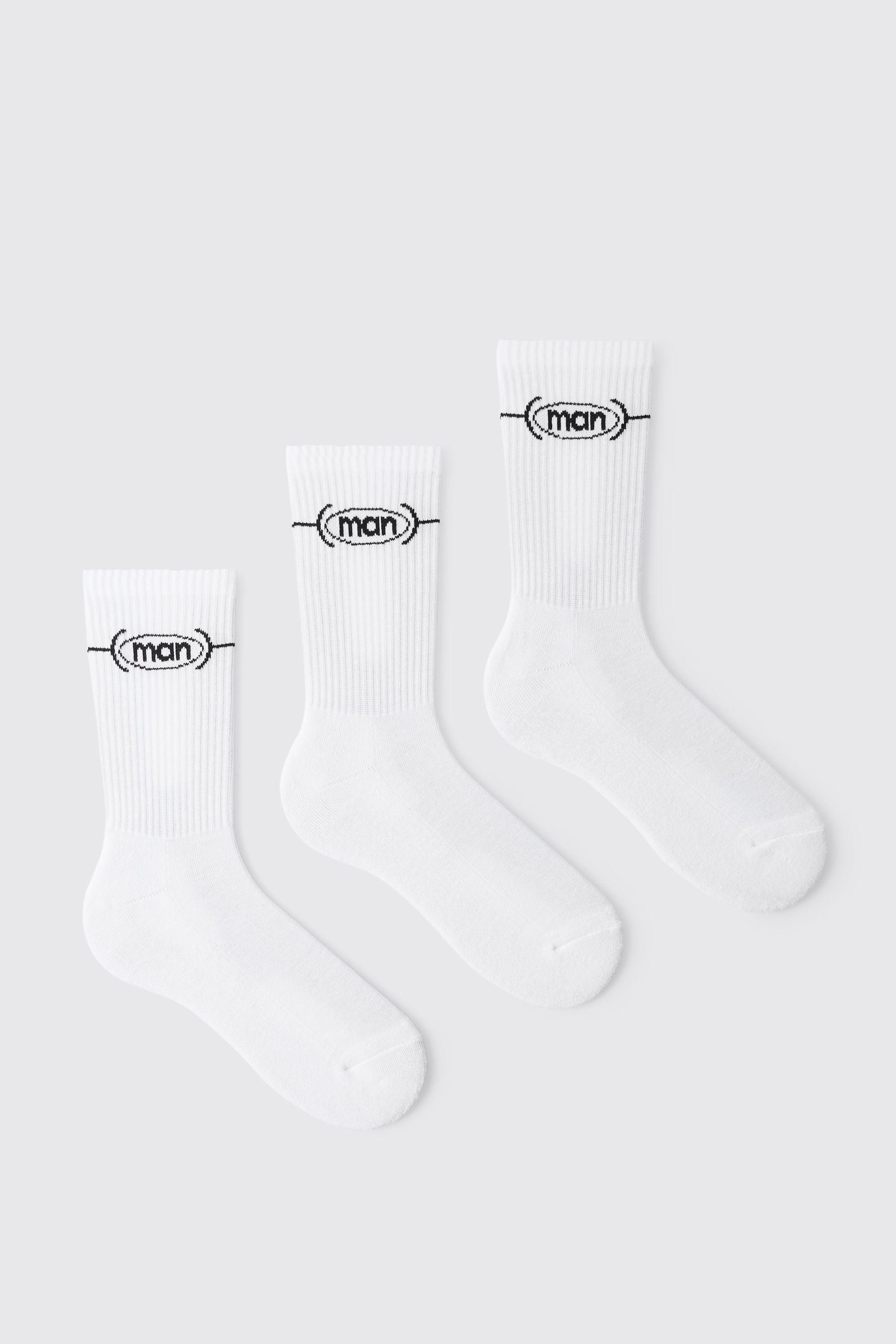 3 Pack MAN Oval Jacquard Socks by BOOHOOMAN