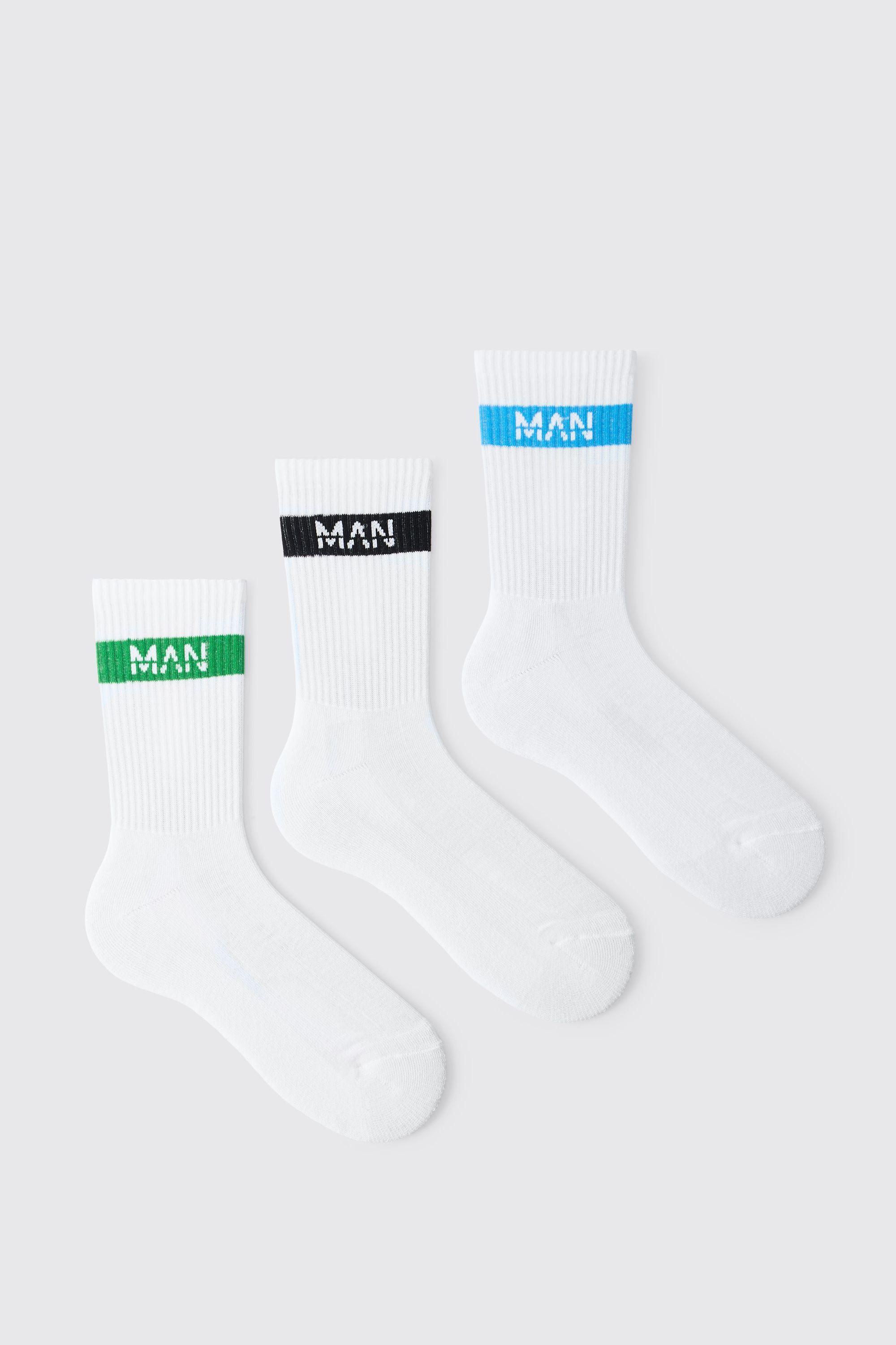 3 Pack MAN Striped Jacquard Socks by BOOHOOMAN