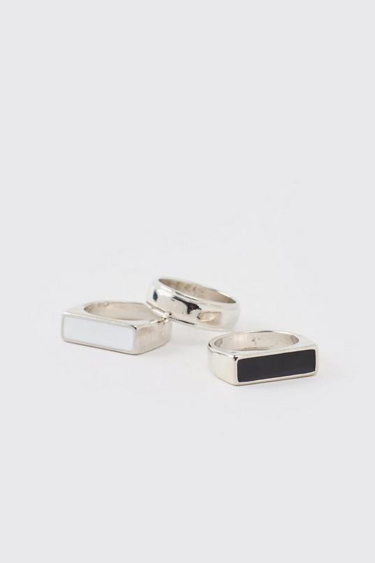 3 Pack Signet Rings by BOOHOOMAN