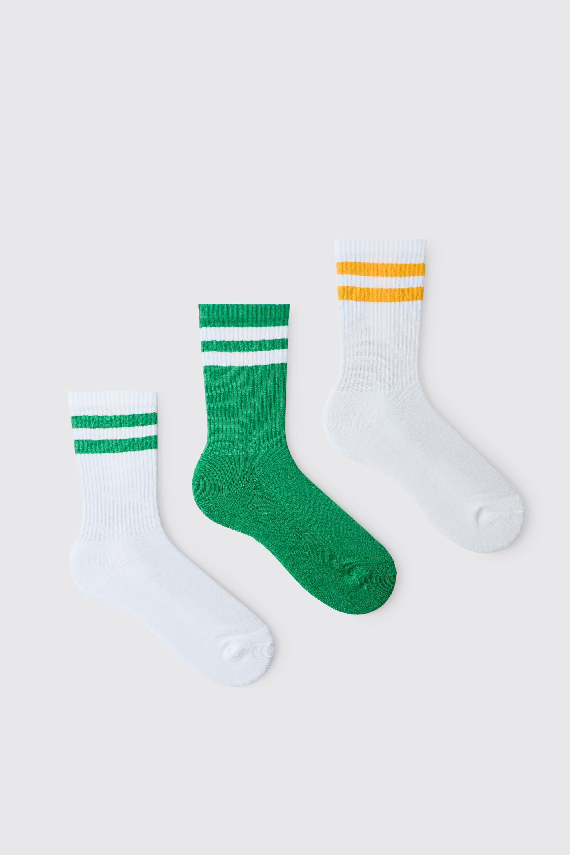 3 Pack Striped Socks by BOOHOOMAN