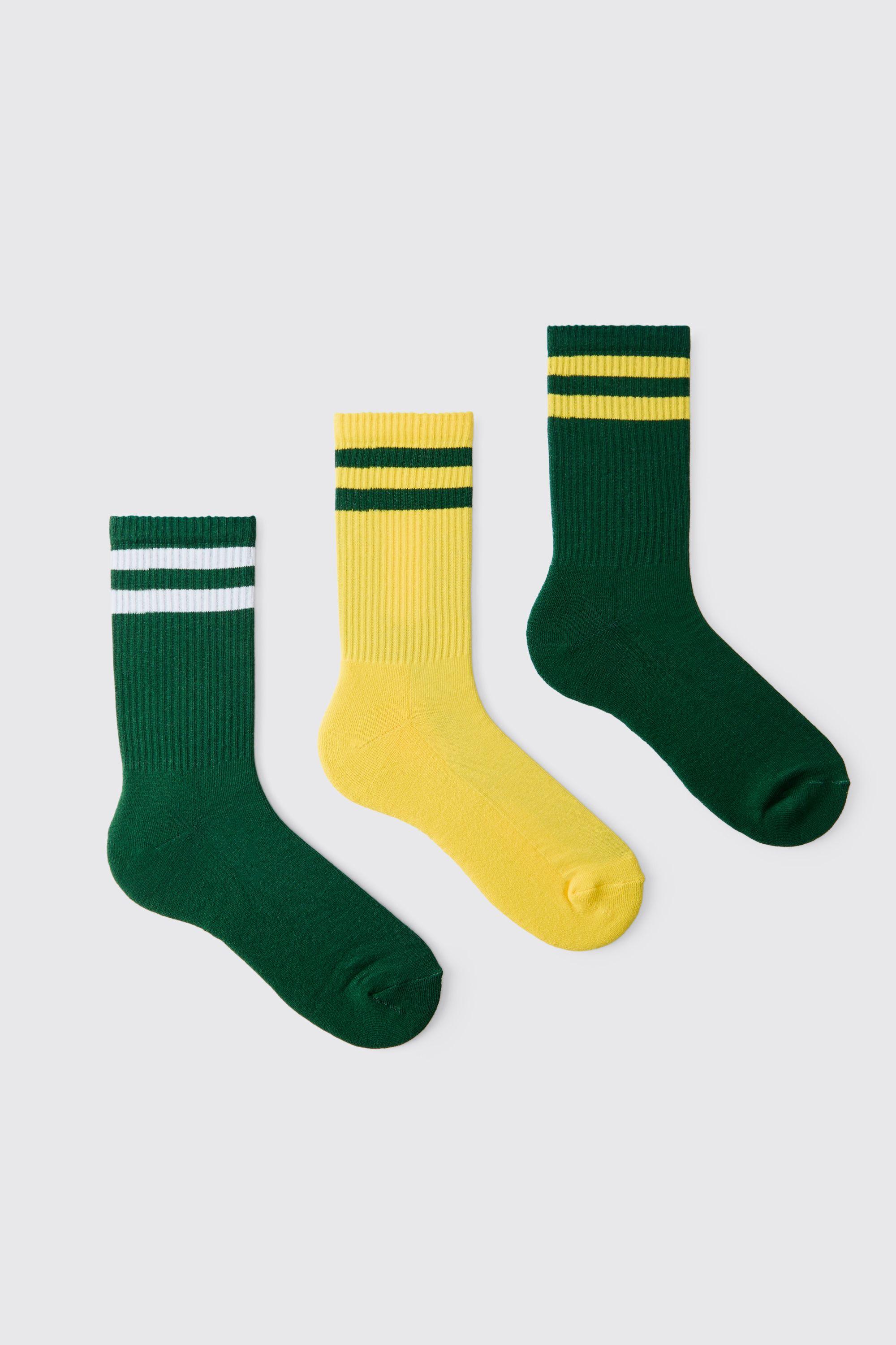 3 Pack Striped Socks by BOOHOOMAN