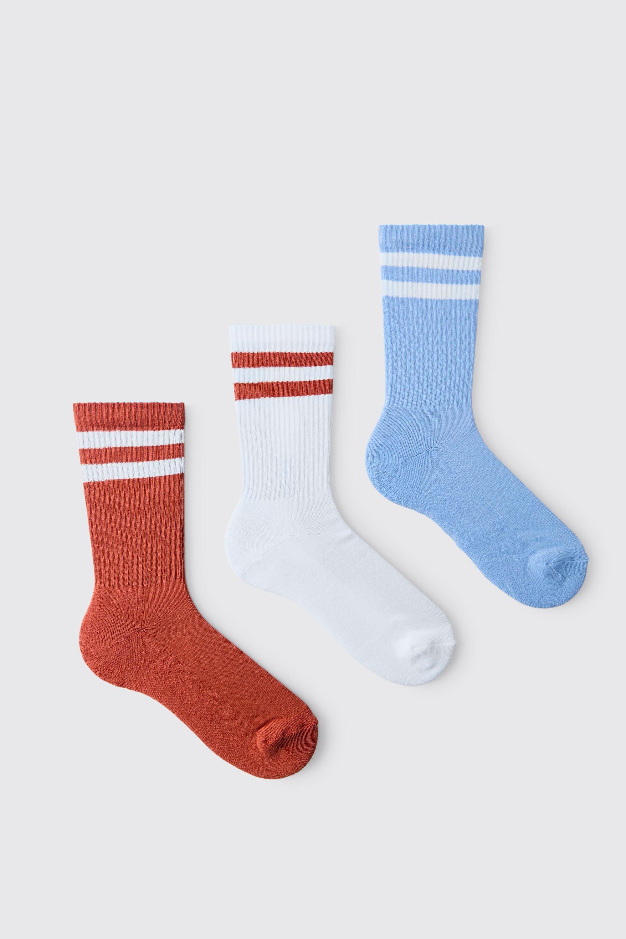 3 Pack Striped Socks by BOOHOOMAN