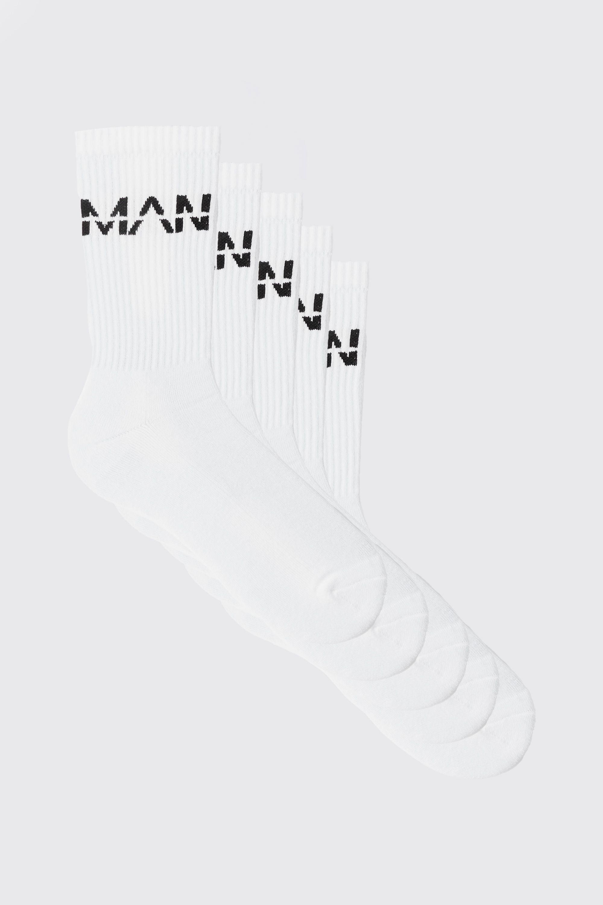 5 Pack MAN Dash Logo Plain Sport Socks by BOOHOOMAN