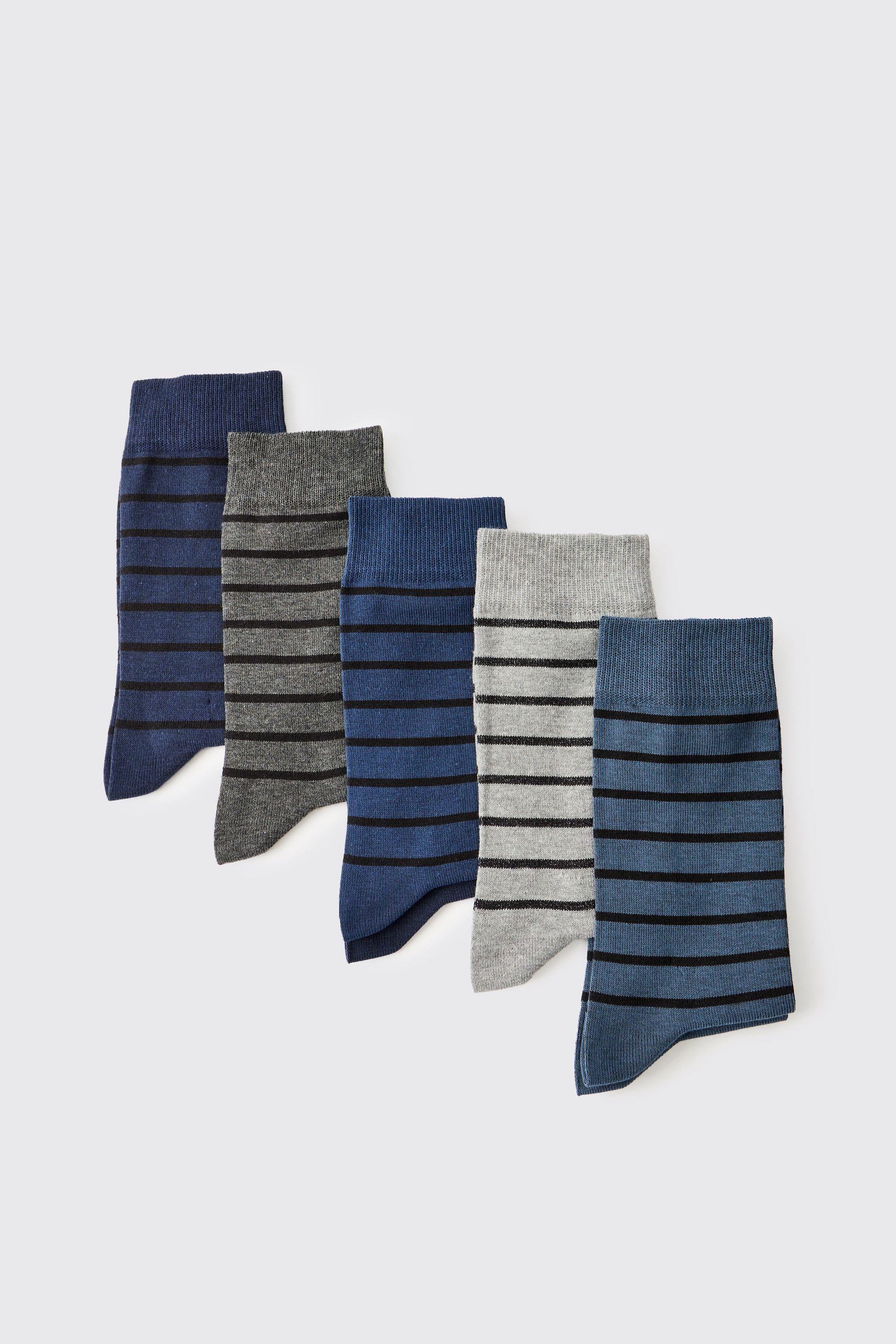 5 Pack Tonal Stripe Sports Socks by BOOHOOMAN