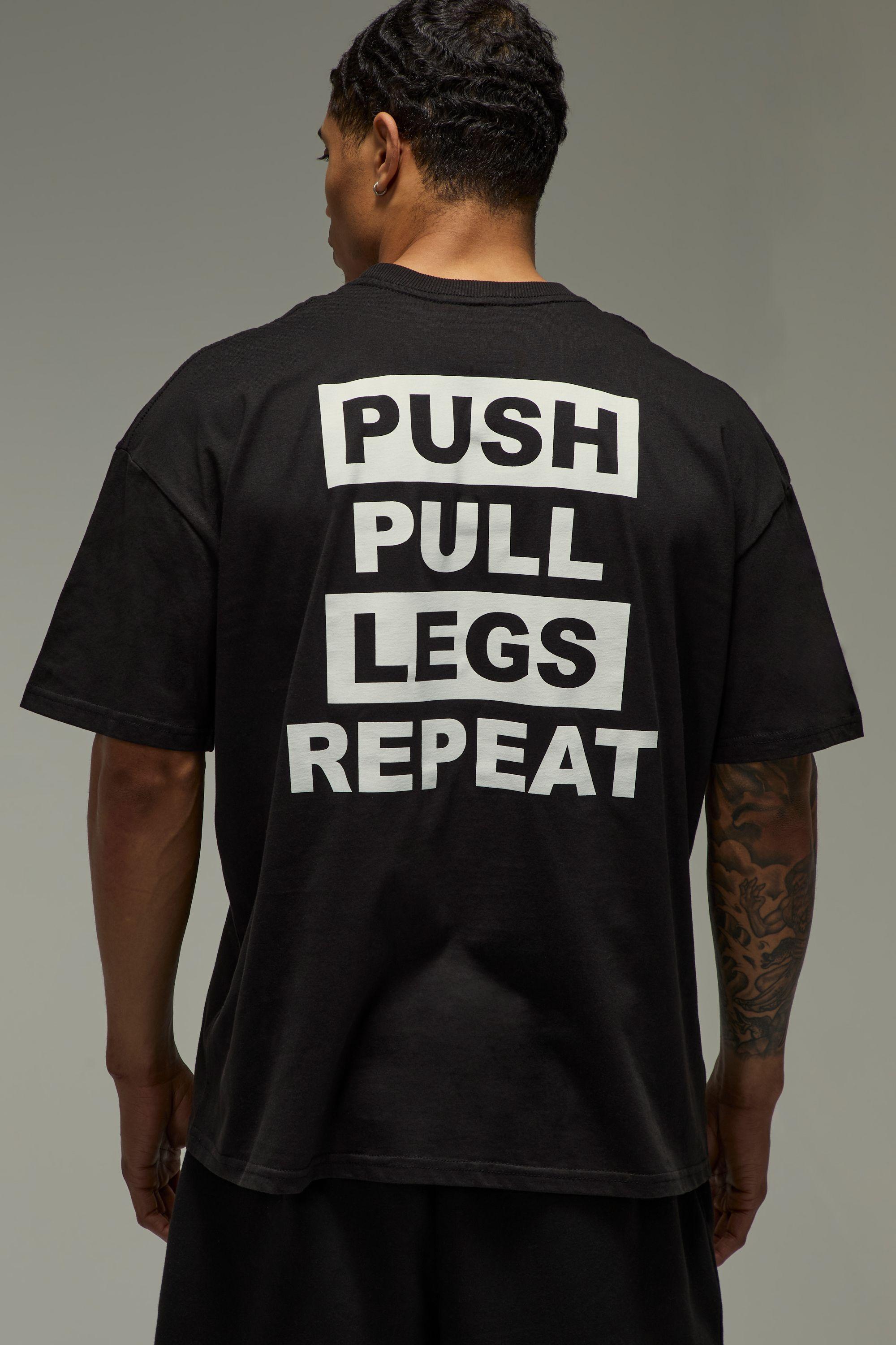 Active Push Pull Legs Repeat Oversized T-Shirt by BOOHOOMAN