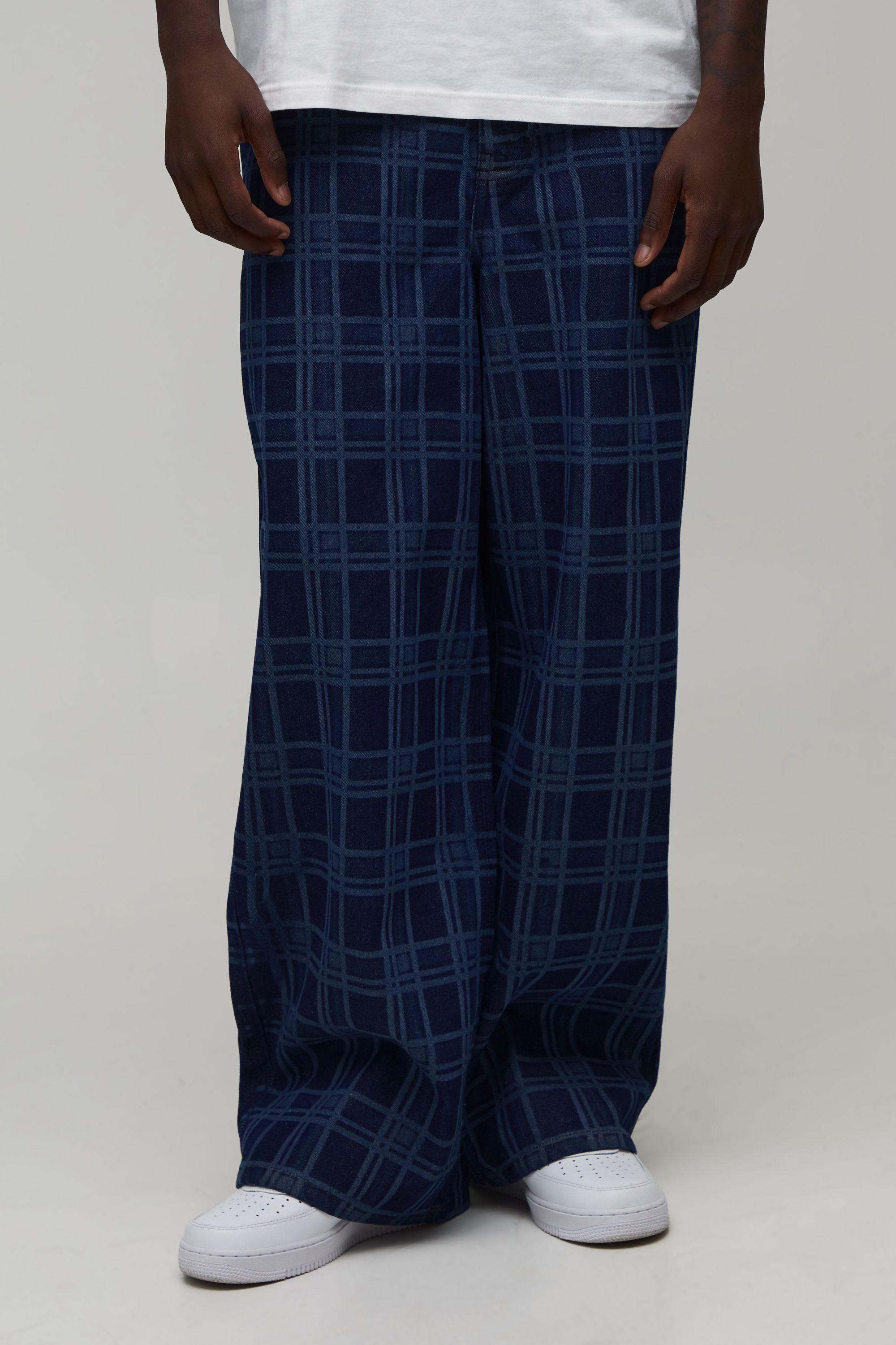 Baggy Check Printed Jeans by BOOHOOMAN