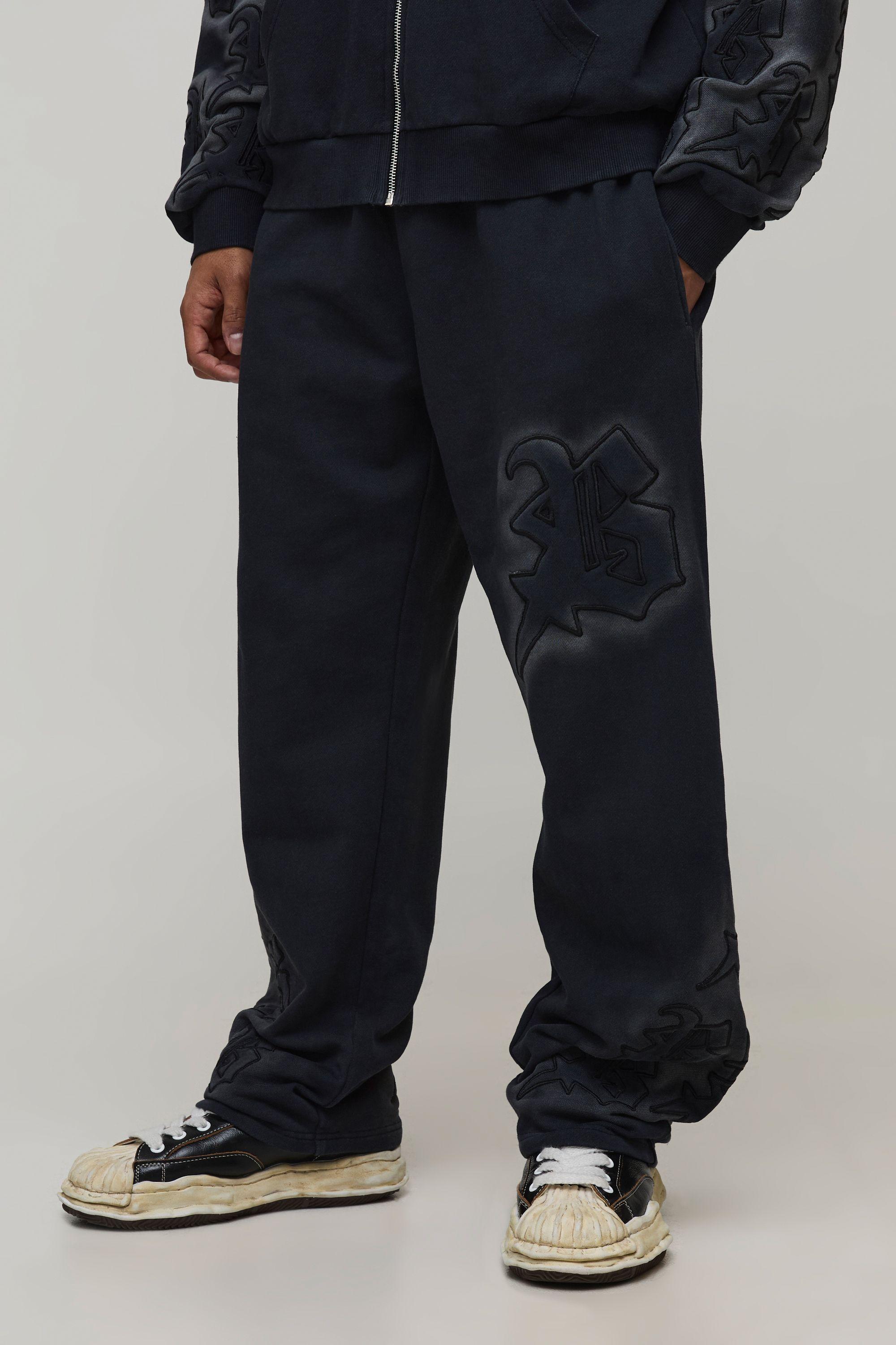 Baggy Fit Applique Washed Joggers by BOOHOOMAN