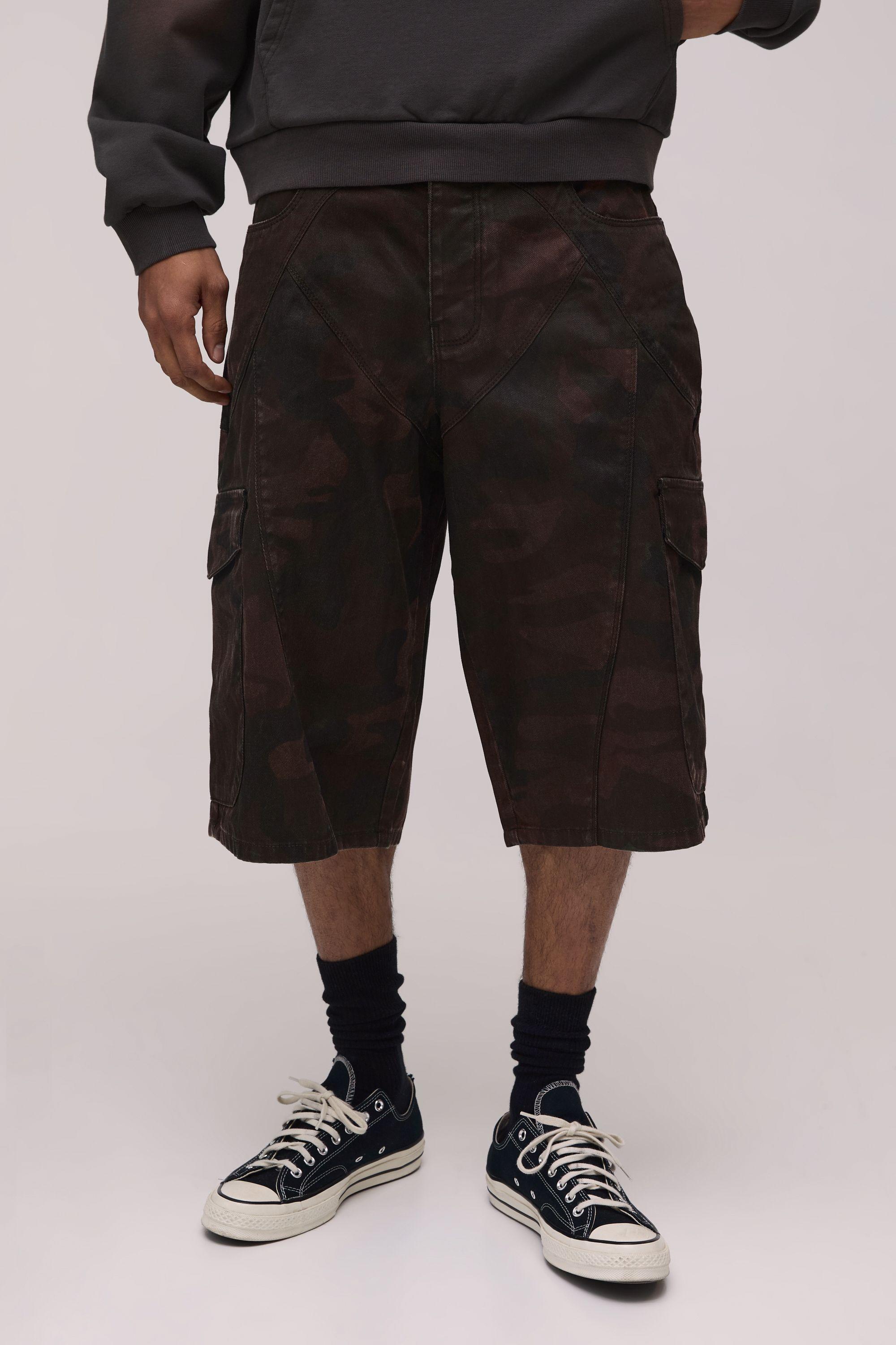 Baggy Fit Blackout Camo Cargo Jorts by BOOHOOMAN