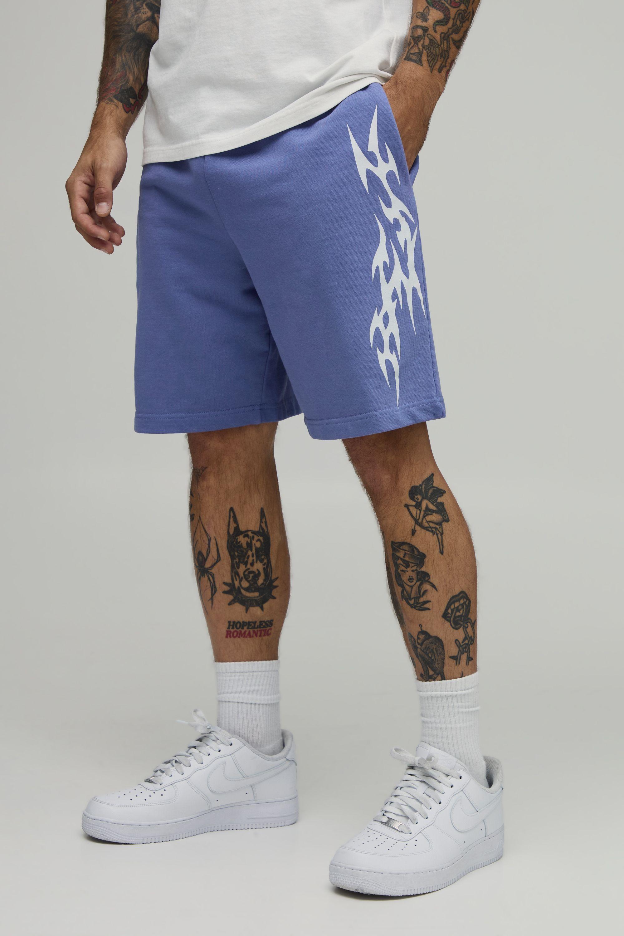 Baggy Fit Gothic Washed Loopback Jersey Shorts by BOOHOOMAN