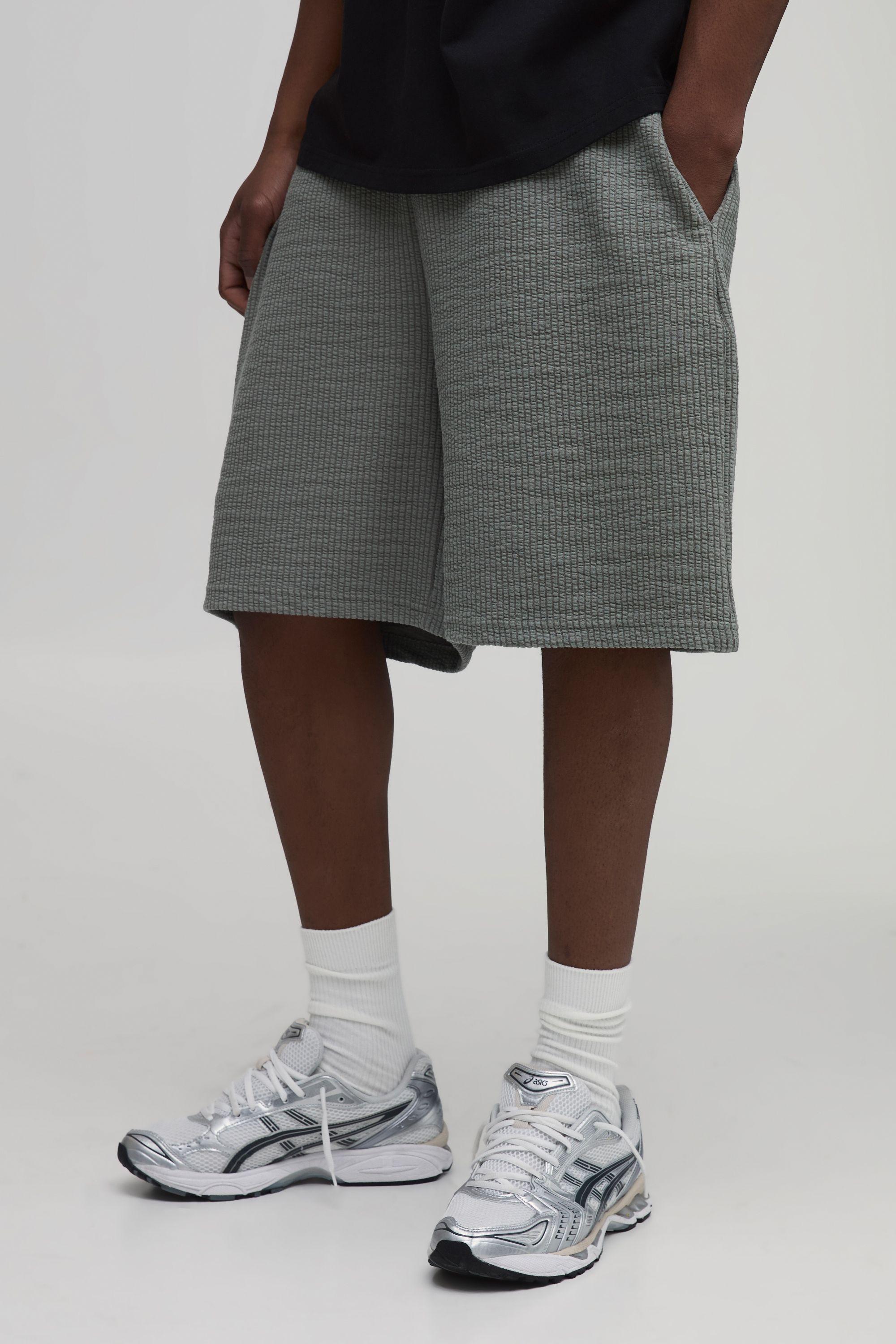Baggy Fit Ribbed Jersey Shorts by BOOHOOMAN