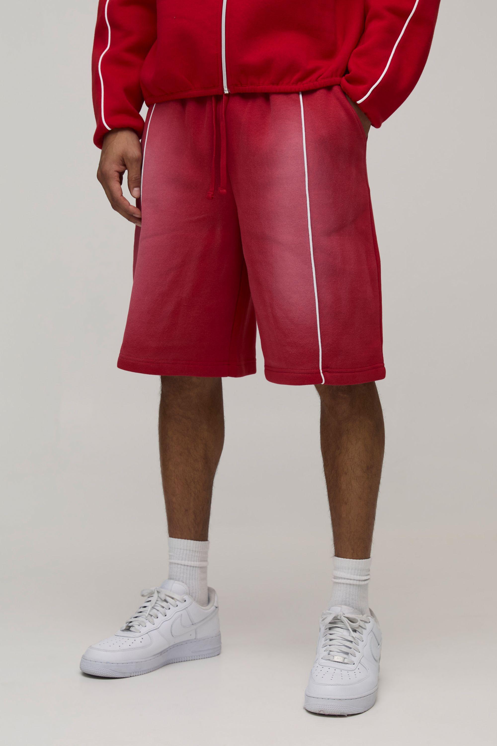 Baggy Fit Spray Wash Piping Jersey Short by BOOHOOMAN
