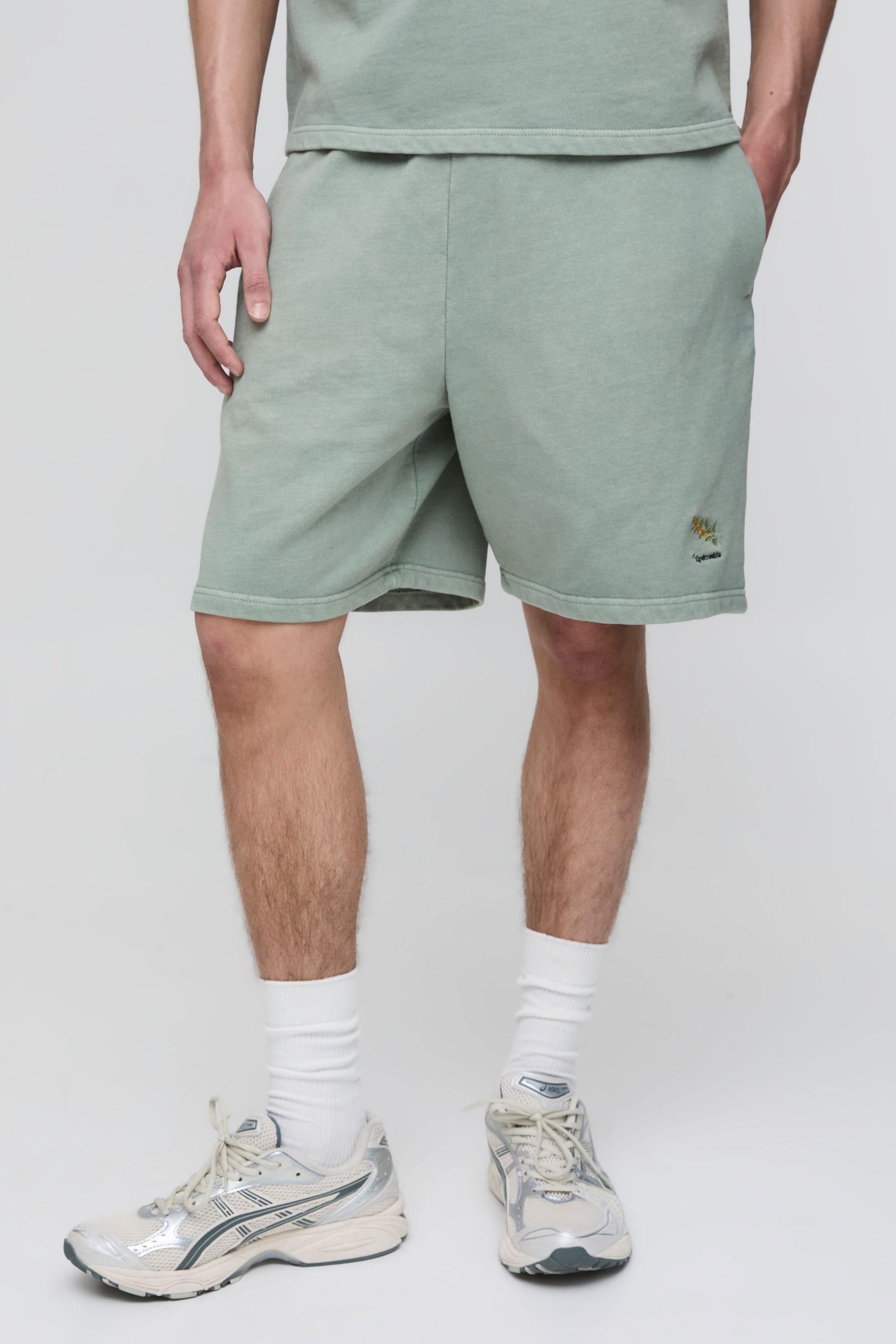 Baggy Fit Washed Embroidered Short by BOOHOOMAN Baggy Fit Washed Embroidered Short by BOOHOOMAN