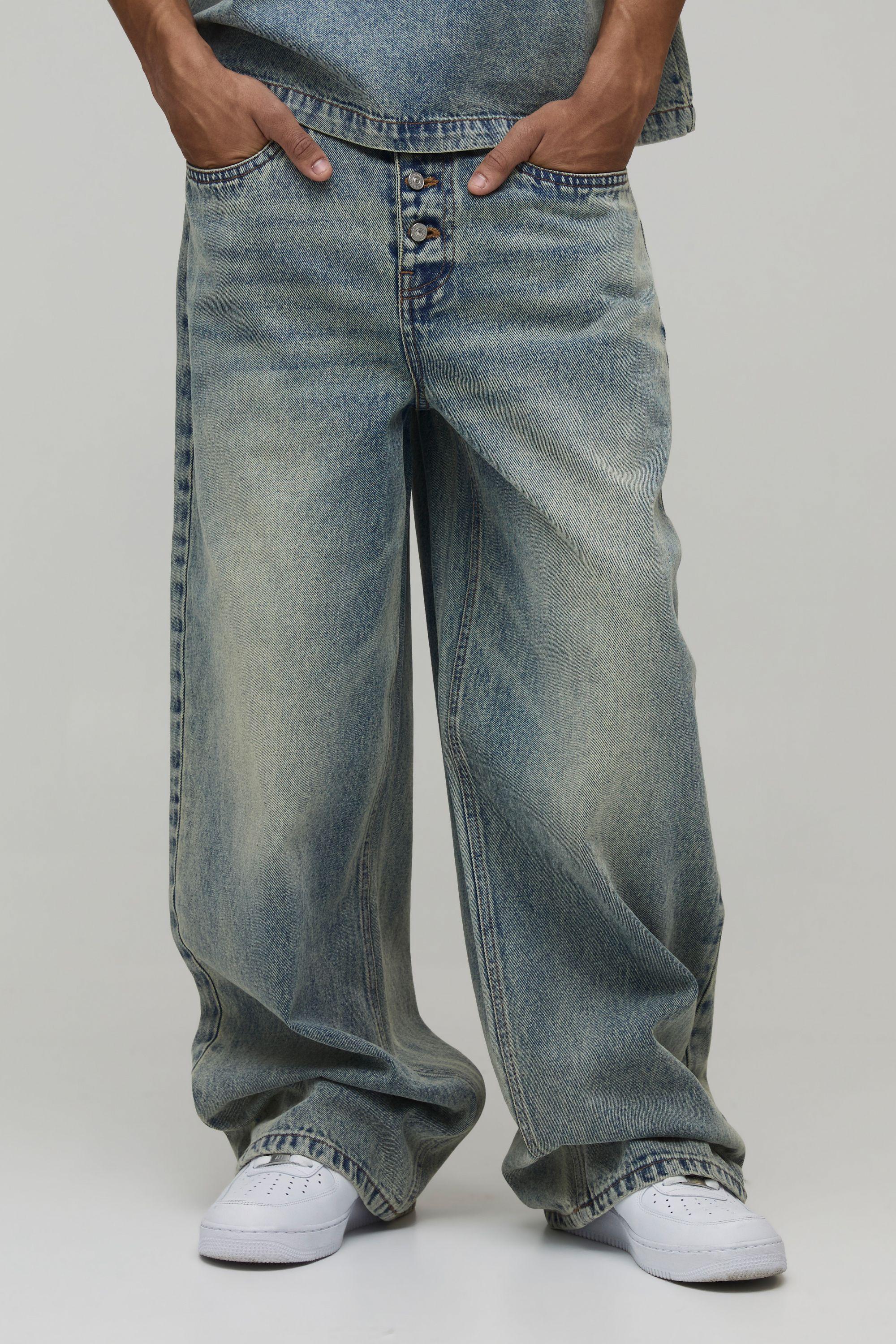 Baggy Fit Washed Jeans by BOOHOOMAN