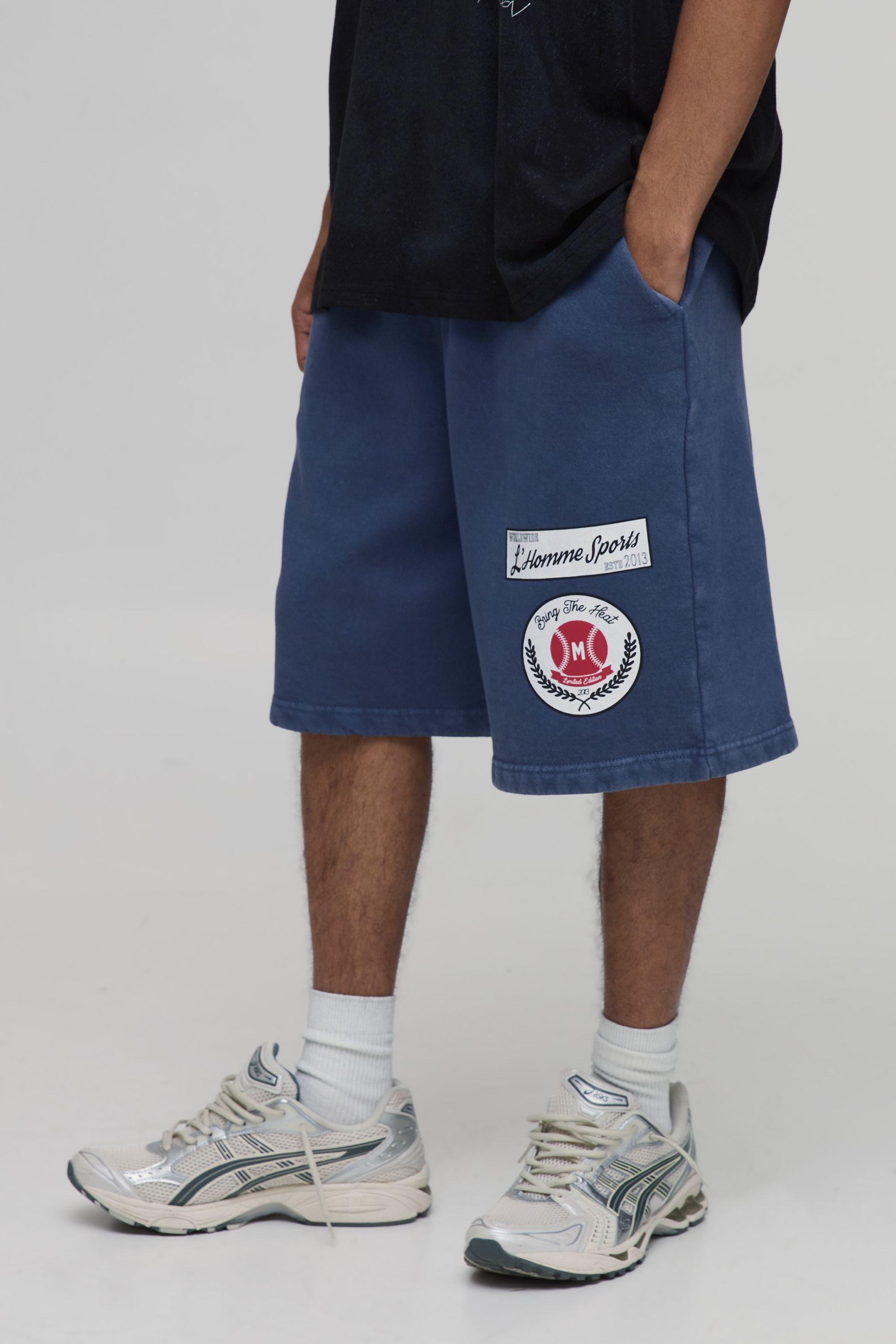 Baggy Fit Washed Varsity Jersey Short by BOOHOOMAN