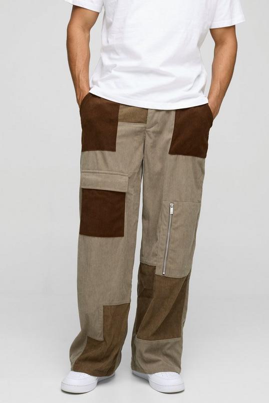 Baggy Patchwork Cord Cargo Trouser by BOOHOOMAN