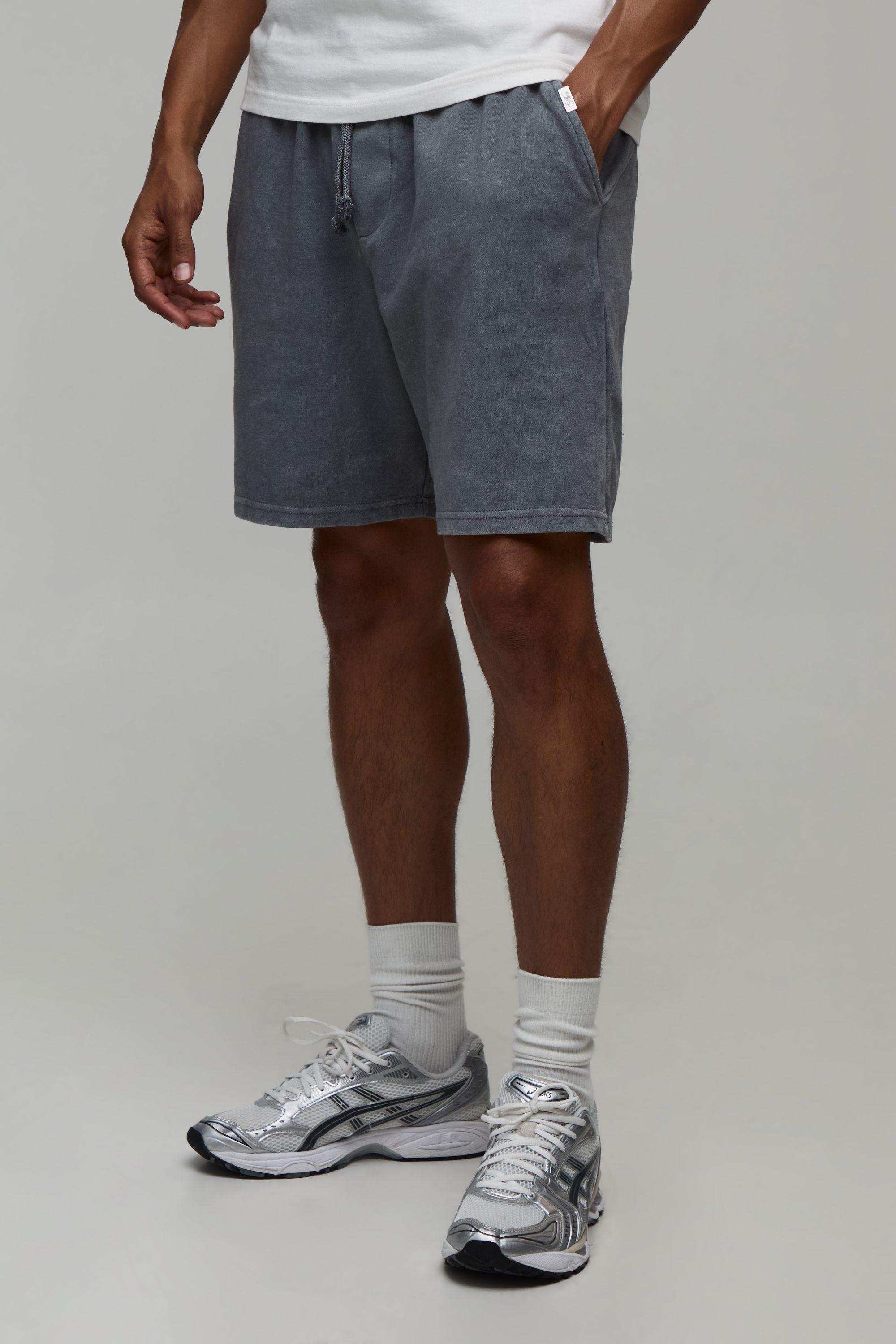 Baggy Premium Interlock Seam Detail Washed Short by BOOHOOMAN
