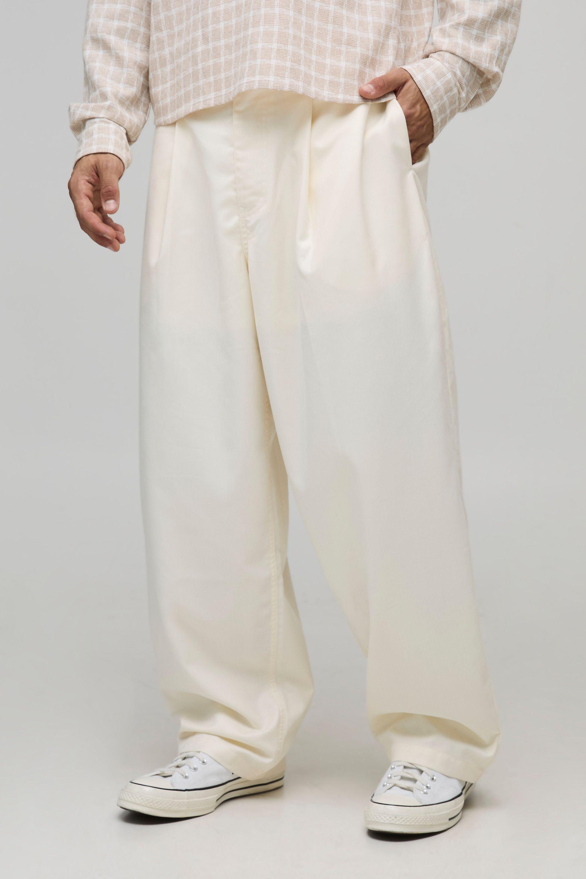 Balloon Fit Pleat Front Smart Trousers by BOOHOOMAN