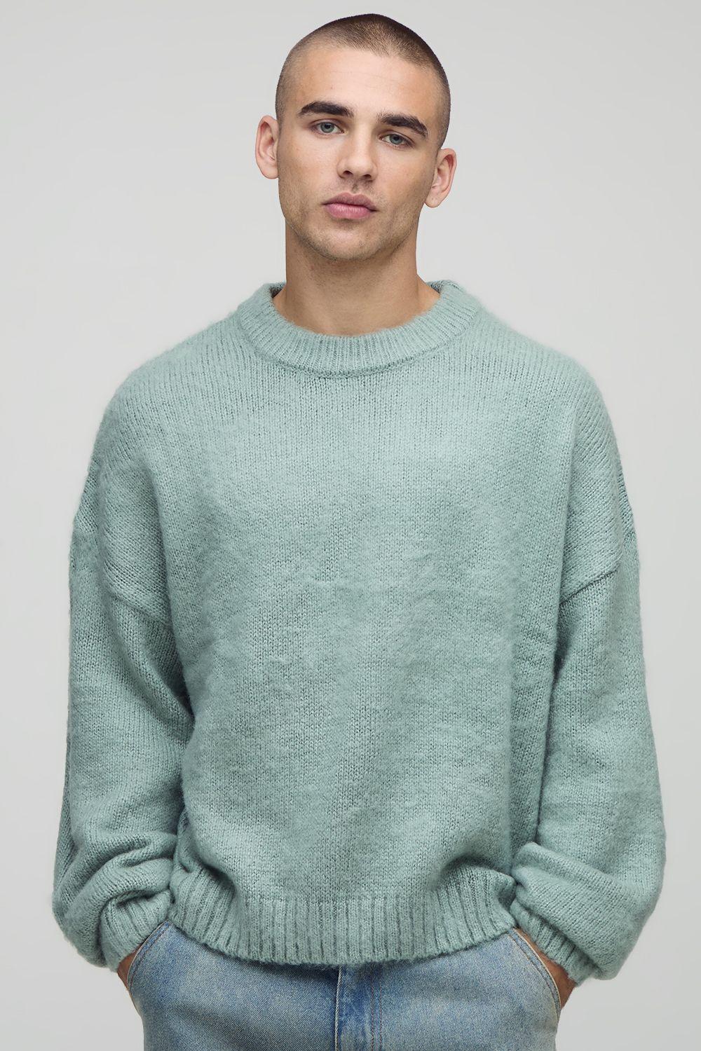 Basic Boxy Fit Brushed Extended Neck Knitted Jumper by BOOHOOMAN