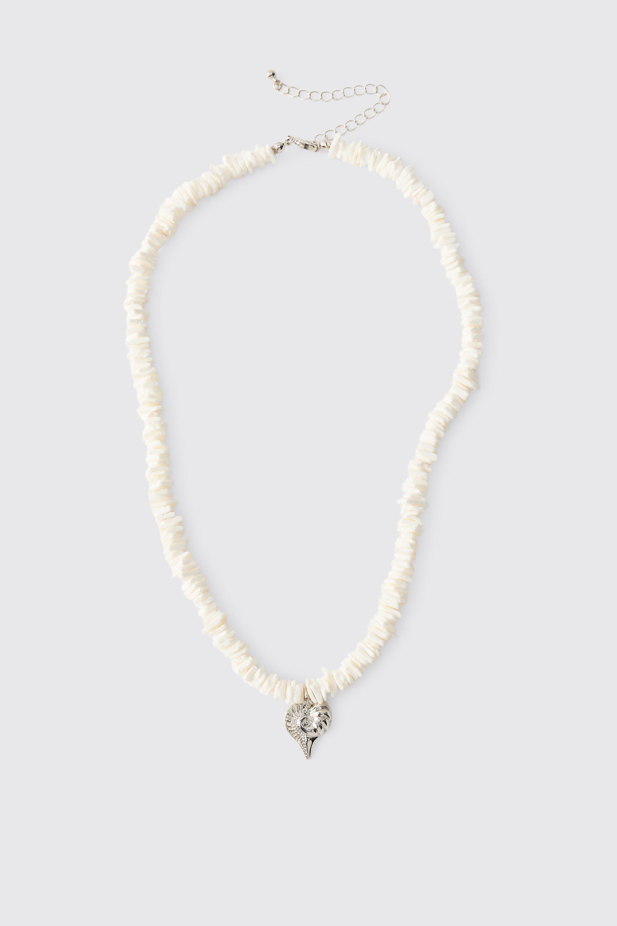 Beaded Shell Pendant Necklace by BOOHOOMAN