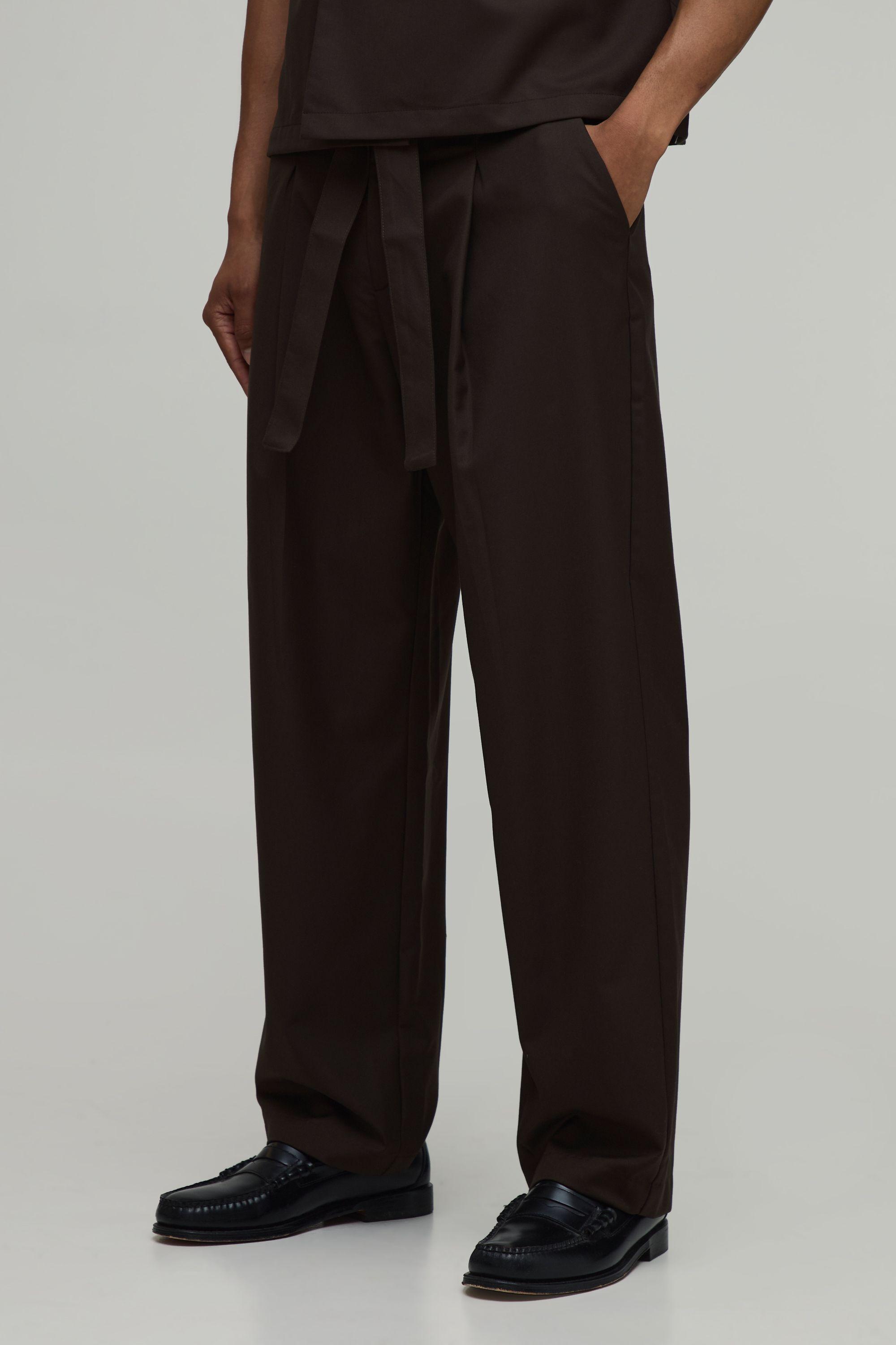 Belted Relaxed Fit Tailored Co-Ord Trousers by BOOHOOMAN