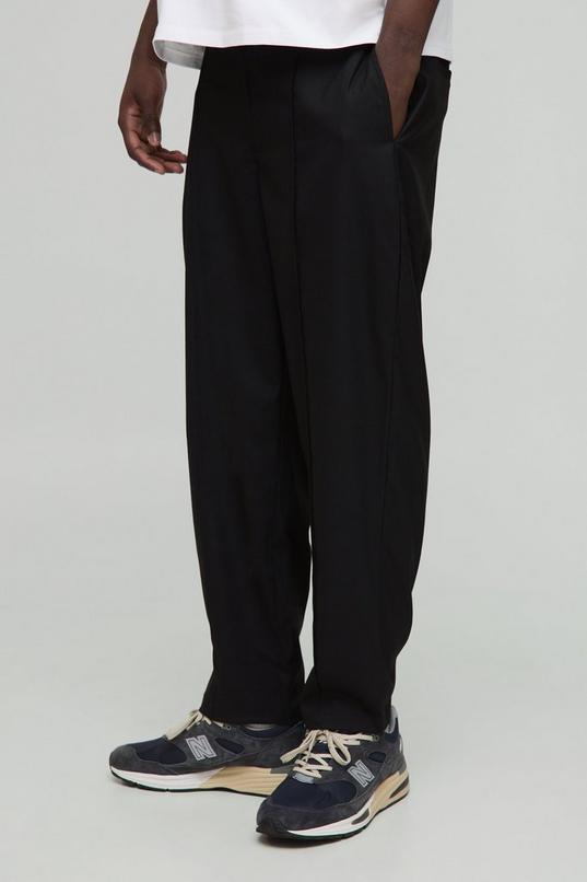 Black Baggy Tapered Pinstripe Trouser by BOOHOOMAN
