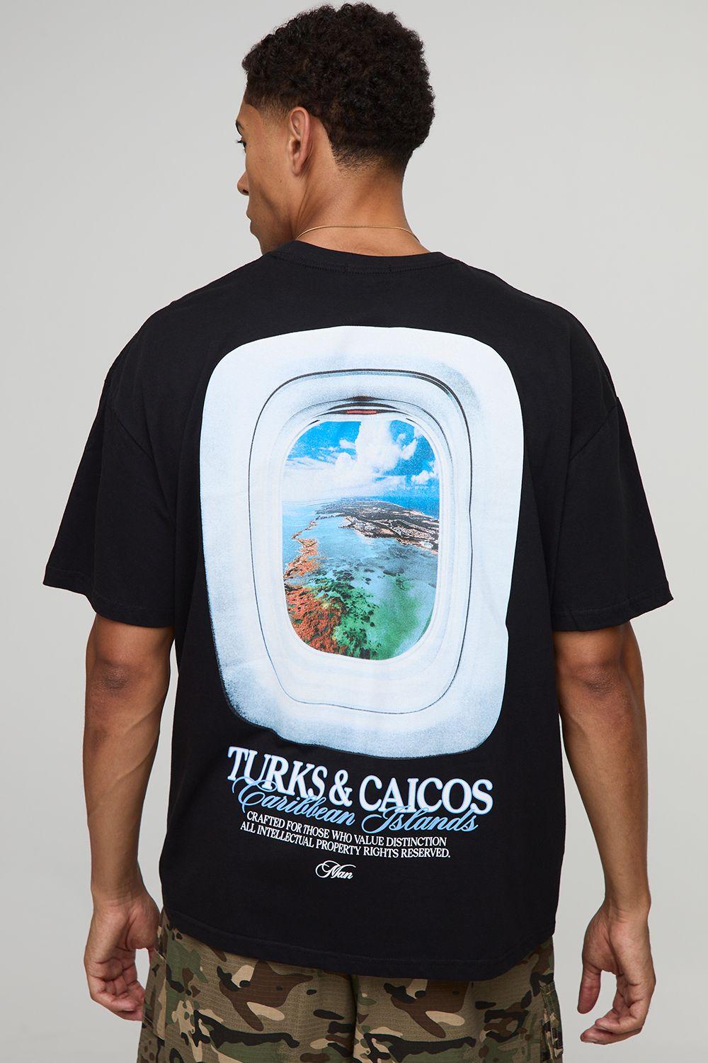Black Oversized Caribbean Islands T-Shirt by BOOHOOMAN