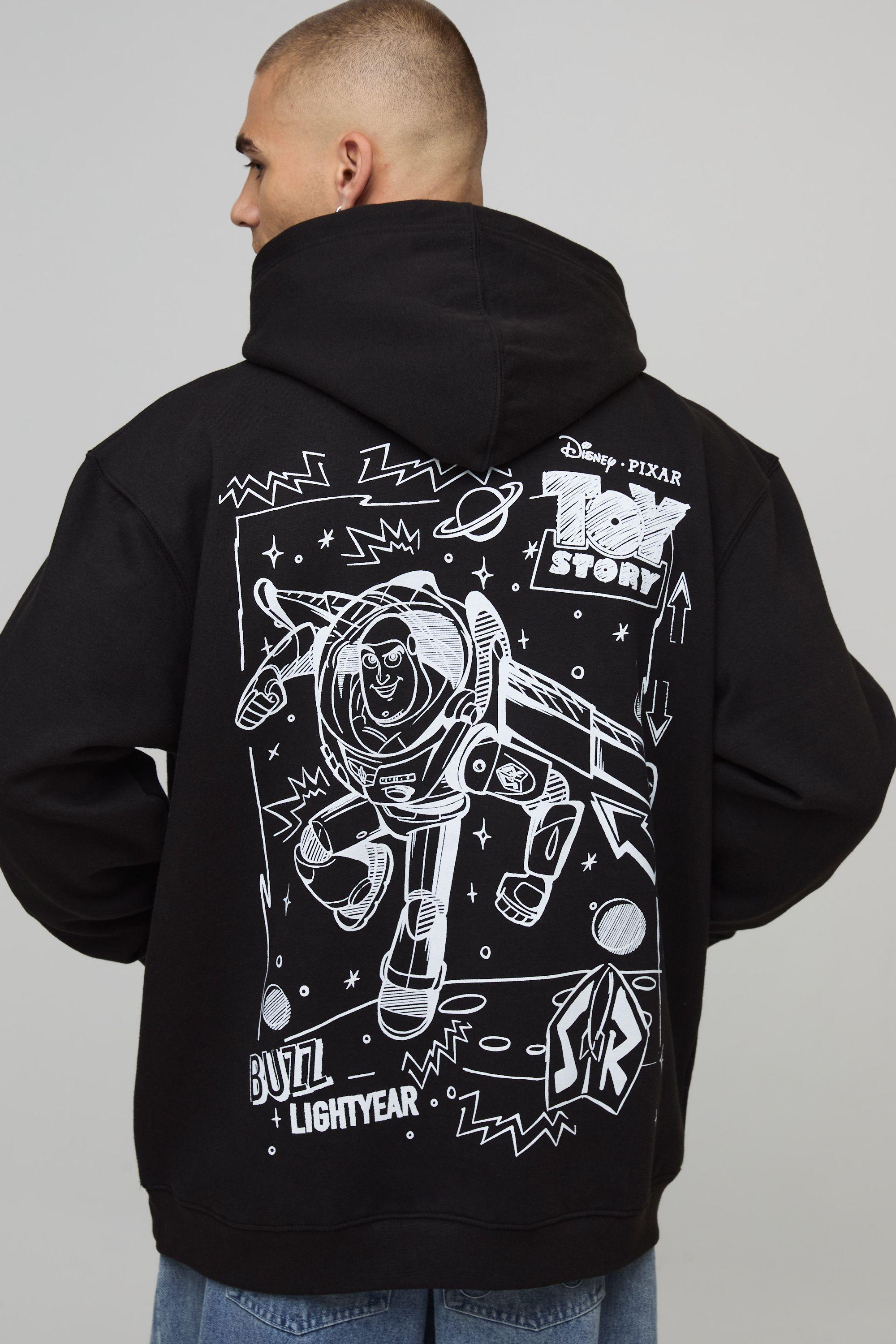 Black Oversized Disney Toy Story License Printed Hoodie by BOOHOOMAN