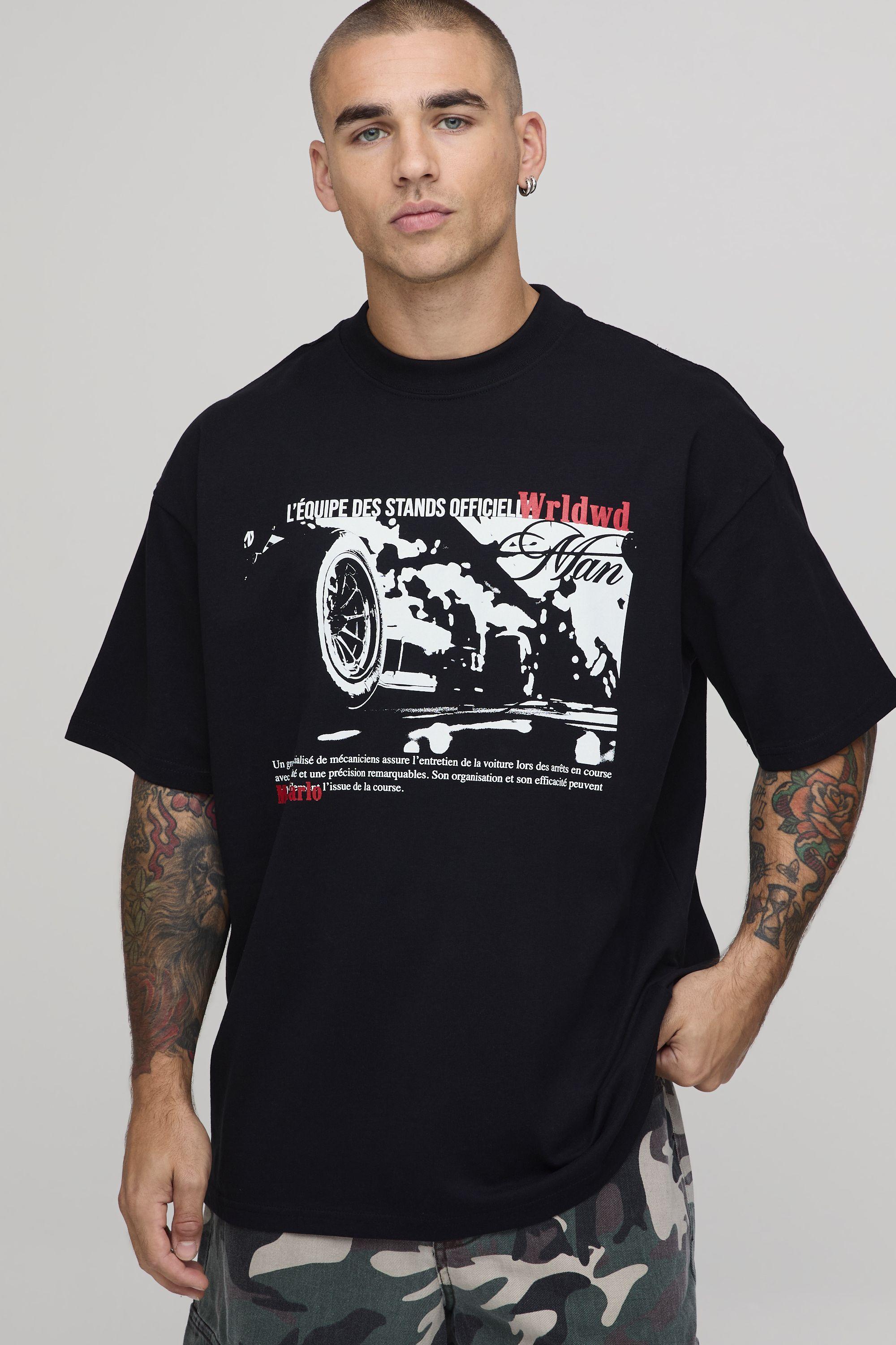 Black Oversized Monaco Graphic T-Shirt by BOOHOOMAN