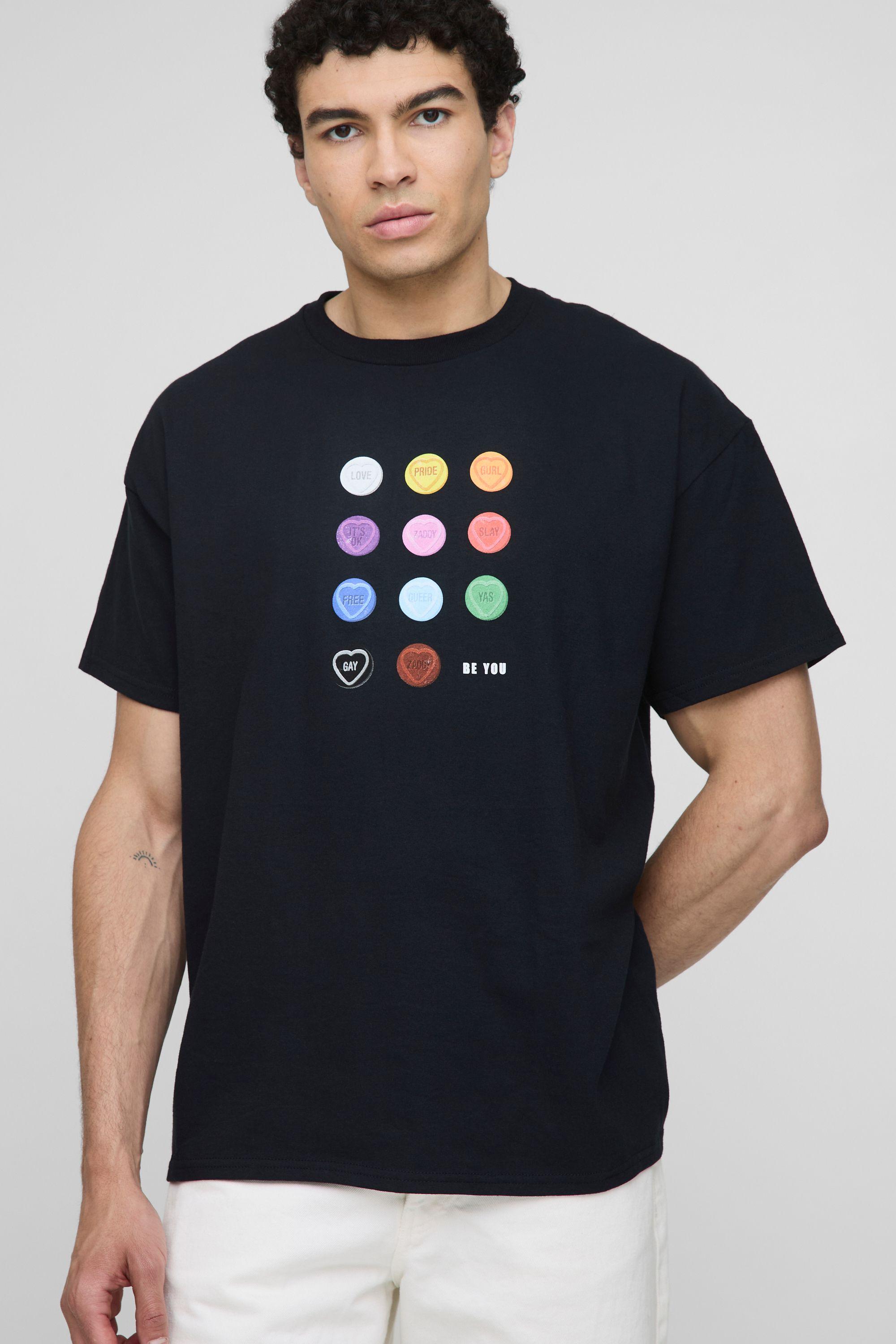 Black Oversized Pride Graphic T-Shirt by BOOHOOMAN