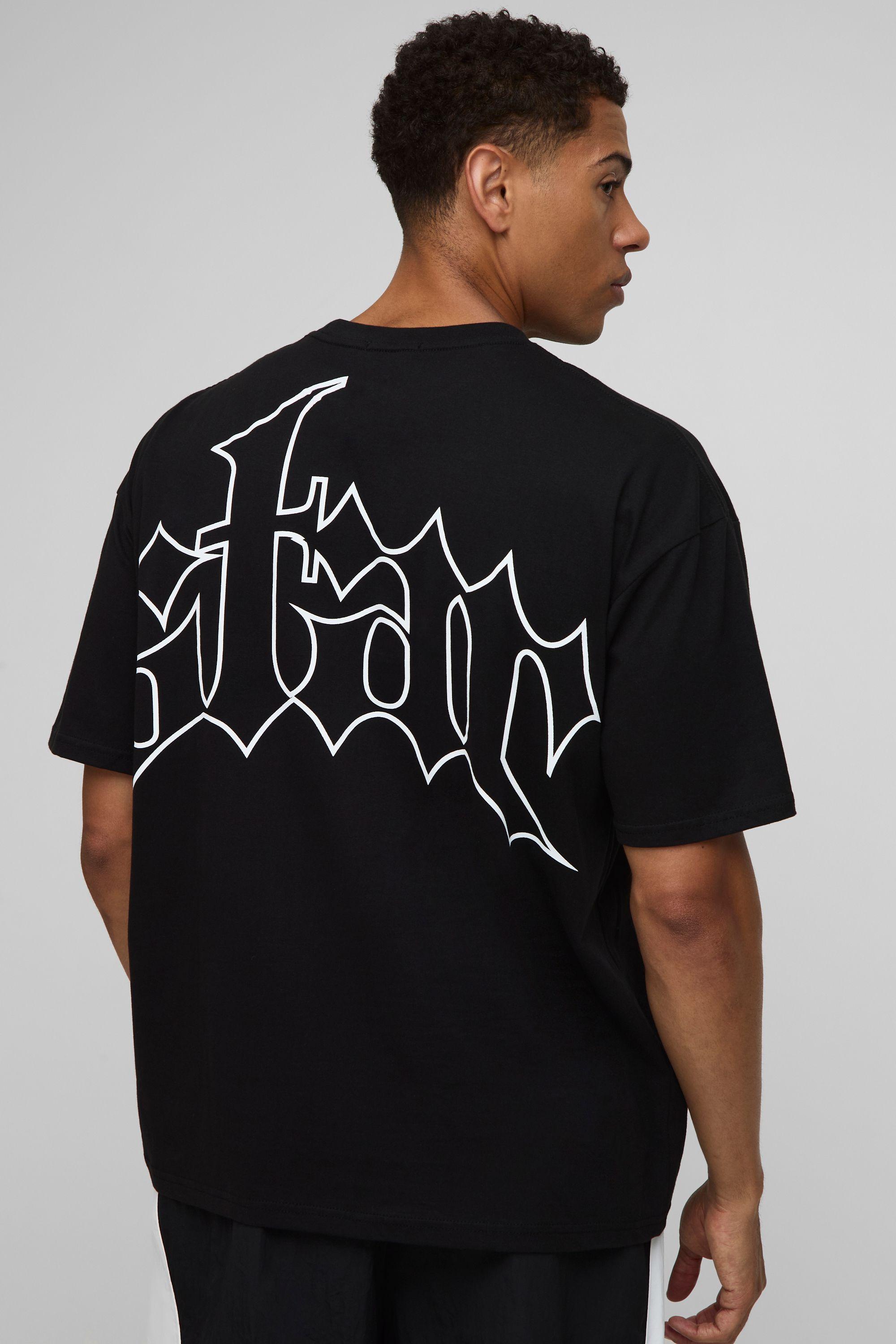 Black Oversized Star Printed T-Shirt by BOOHOOMAN
