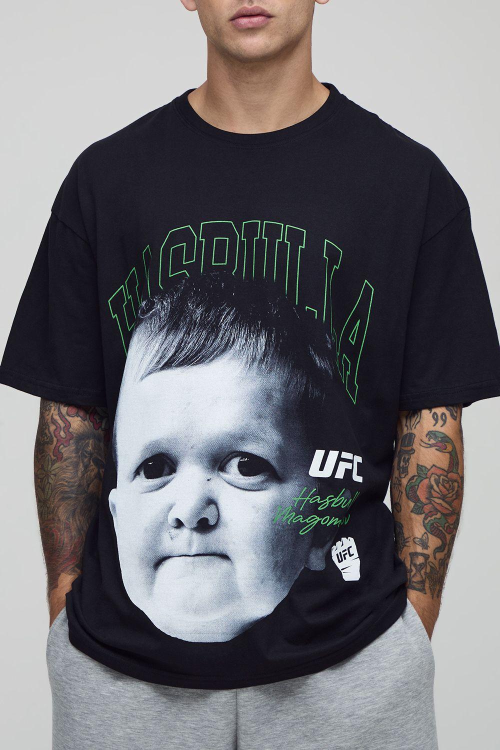 Black Oversized UFC Hasbulla License Printed T-Shirt by BOOHOOMAN