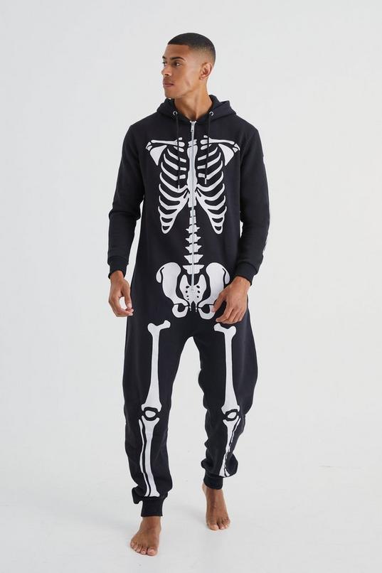 Black Skeleton Onesie by BOOHOOMAN