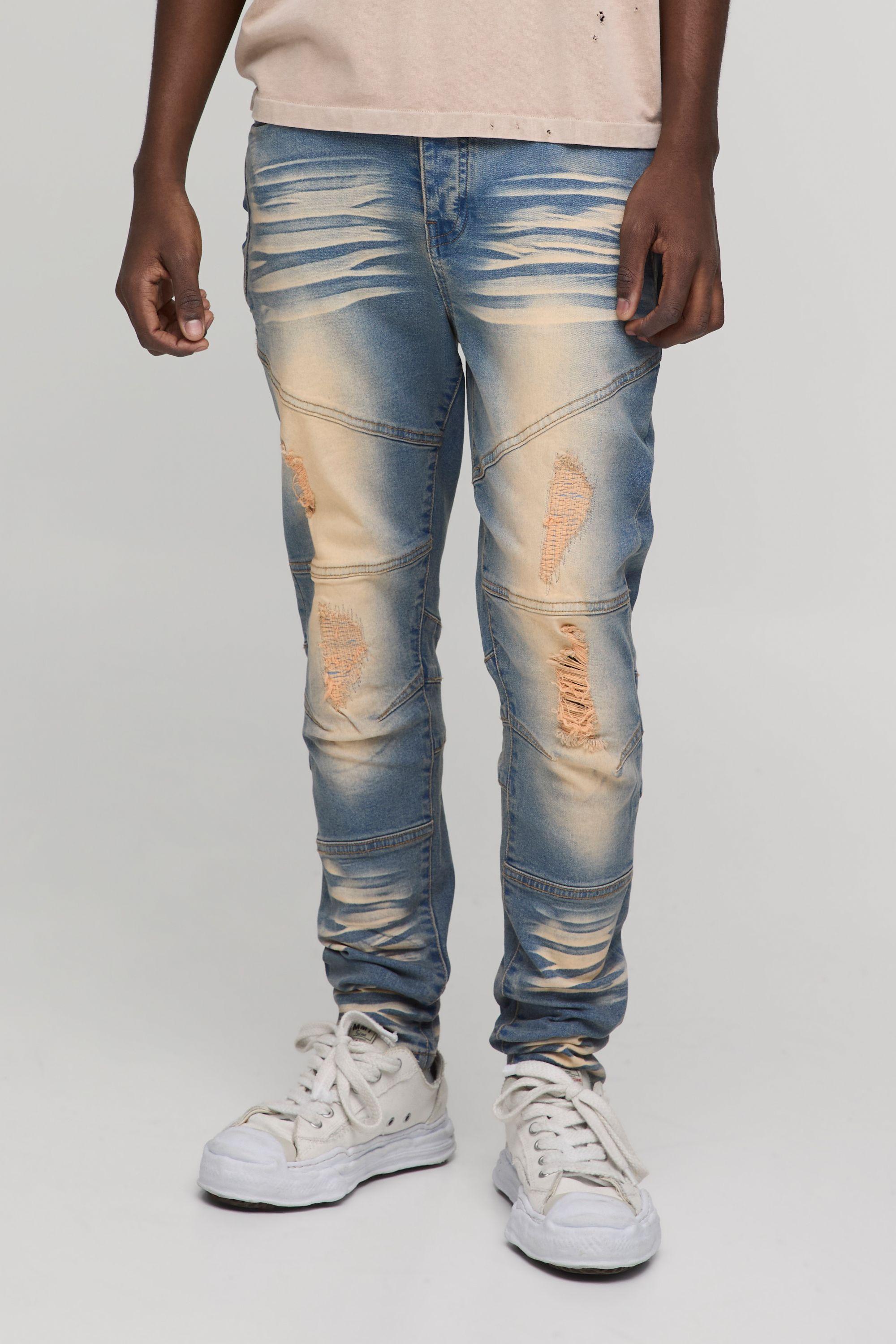 Bleached Skinny Fit Ripped Jeans by BOOHOOMAN