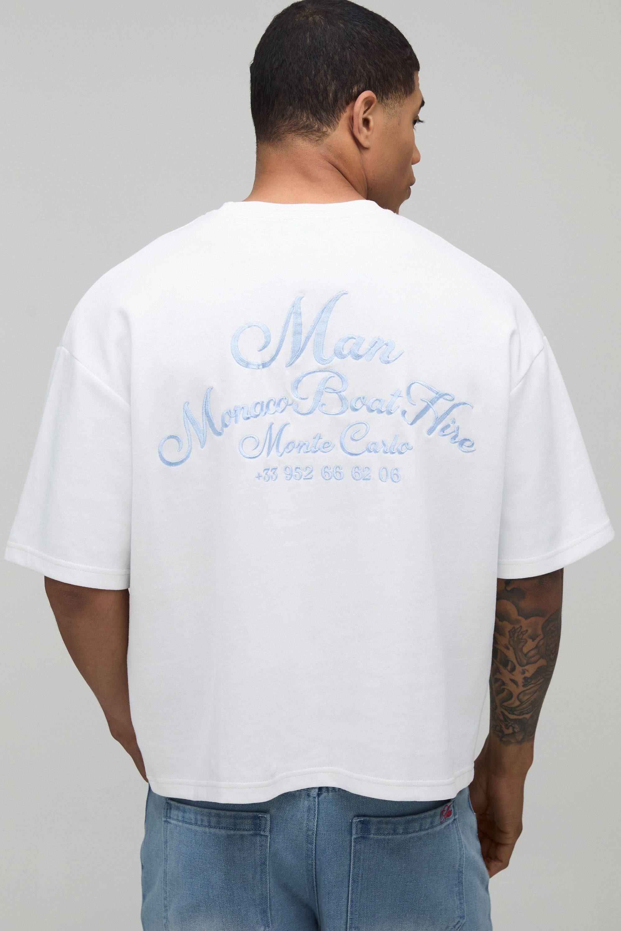 Boat Hire Embroidered Oversized Interlock T-shirt by BOOHOOMAN