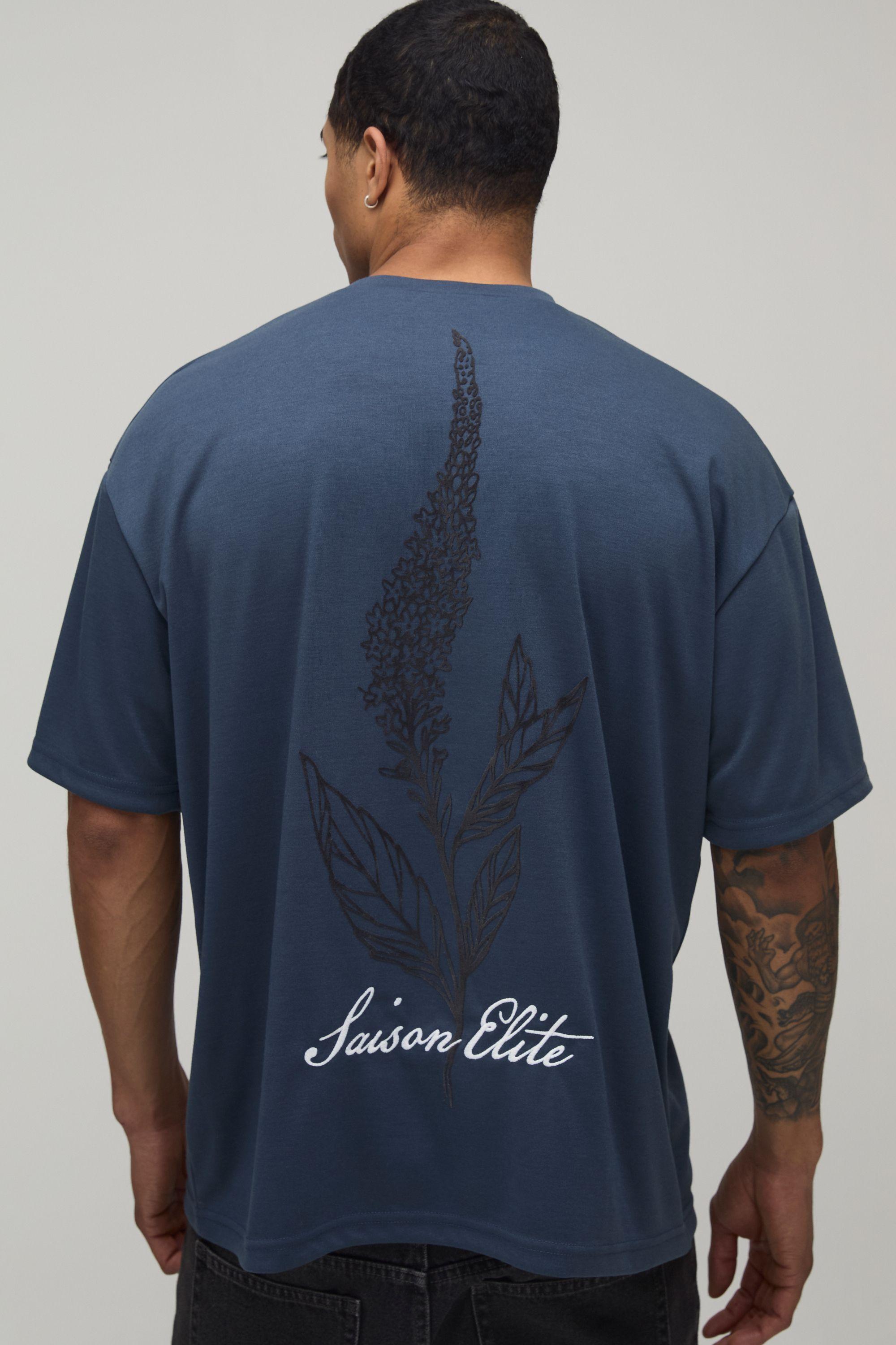 Botanical Flocked Heavy Interlock Oversized T-shirt by BOOHOOMAN