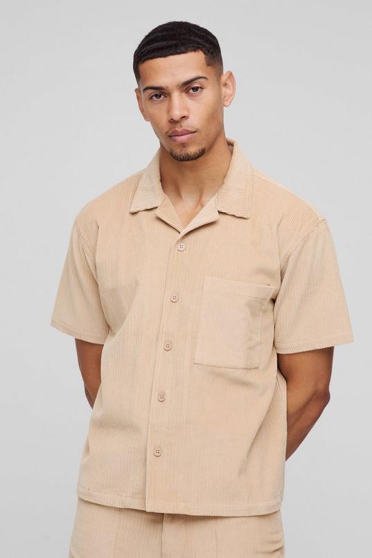 Boxy Acid Wash Corduroy Shirt by BOOHOOMAN