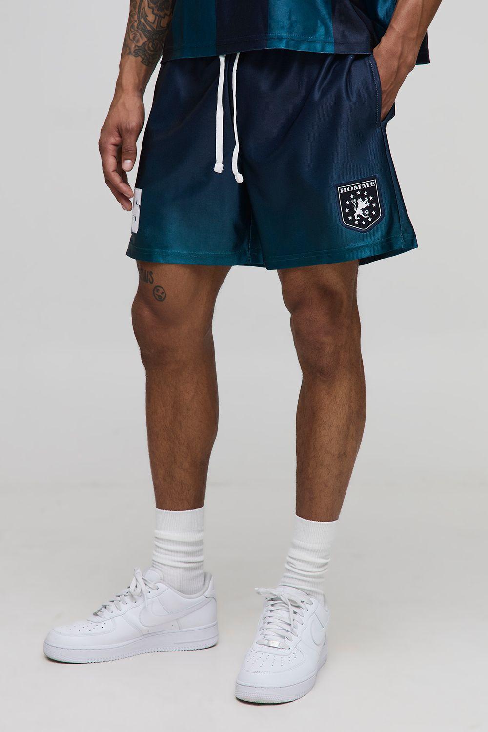 Boxy Embroidered Ombre Sports Shorts by BOOHOOMAN Boxy Embroidered Ombre Sports Shorts by BOOHOOMAN