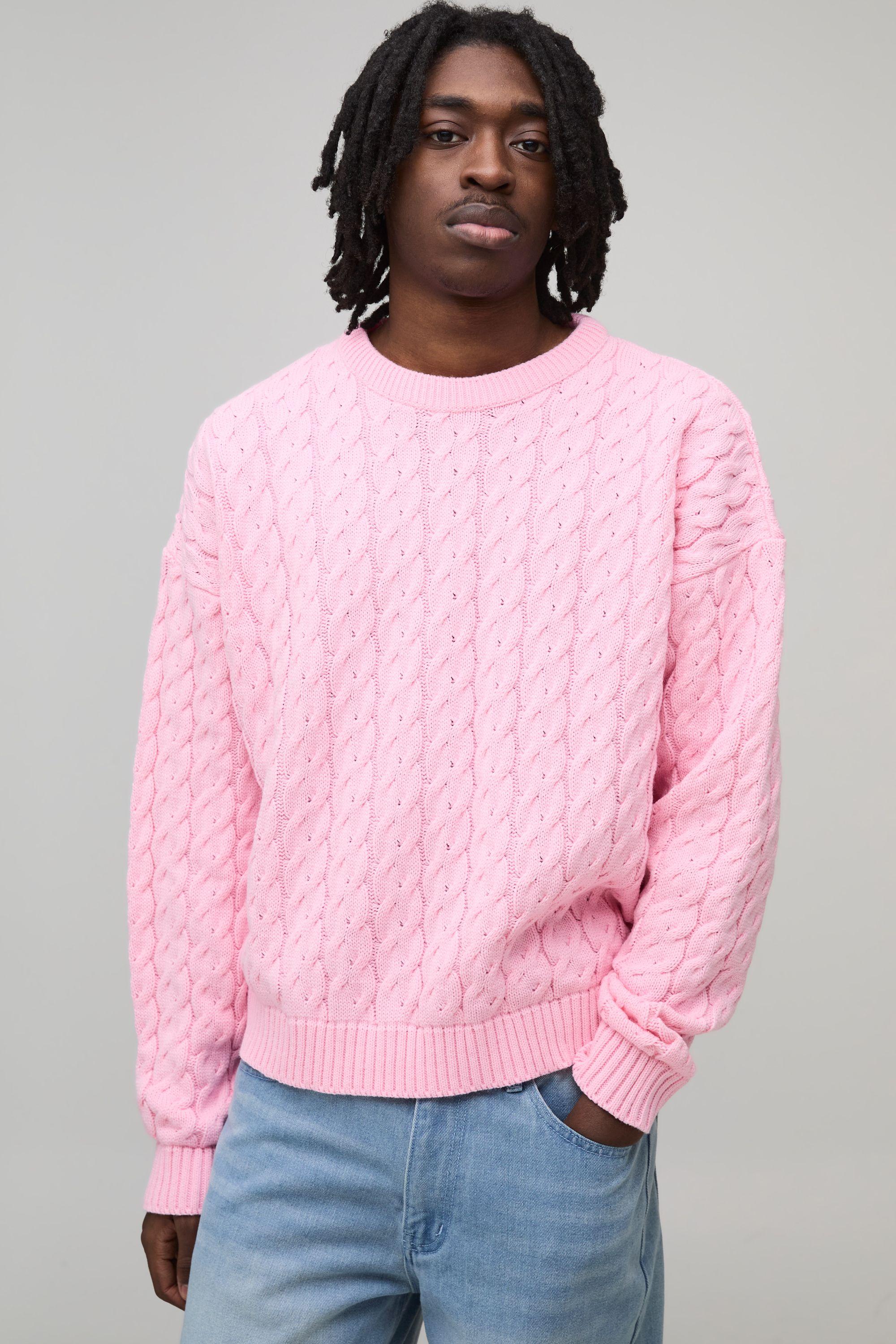 Boxy Fit Cable Knitted Jumper by BOOHOOMAN