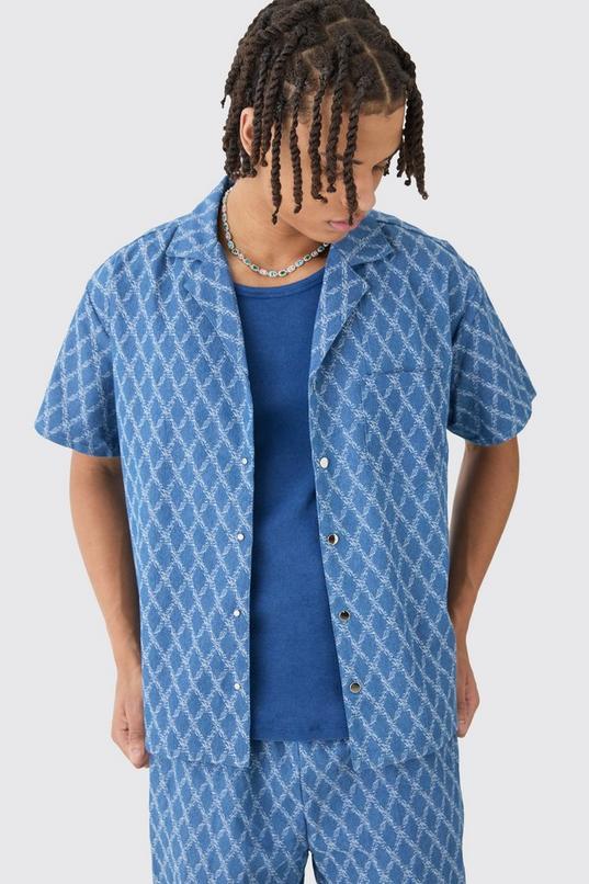 Boxy Fit Fabric Interest Denim Shirt by BOOHOOMAN