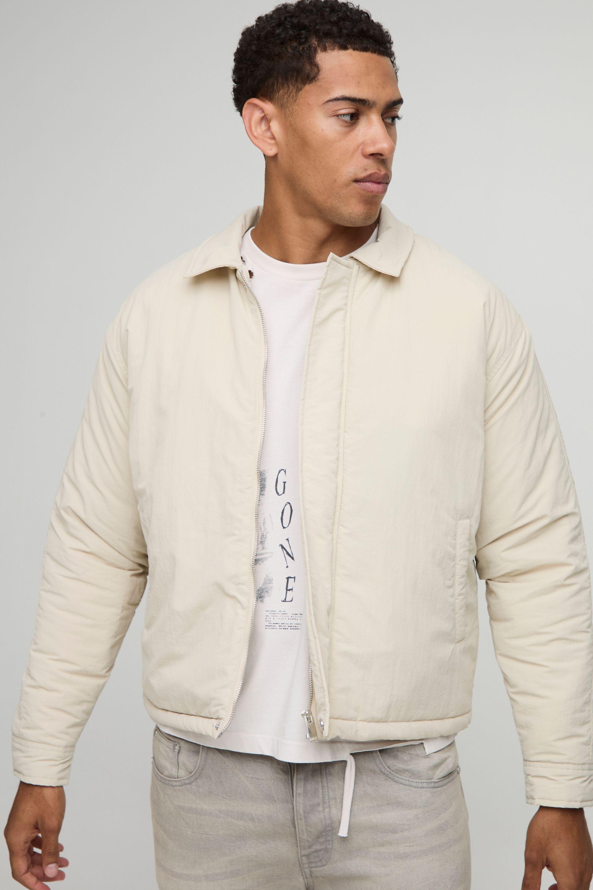 Boxy Fit Peached Crinkle Nylon Coach Jacket by BOOHOOMAN