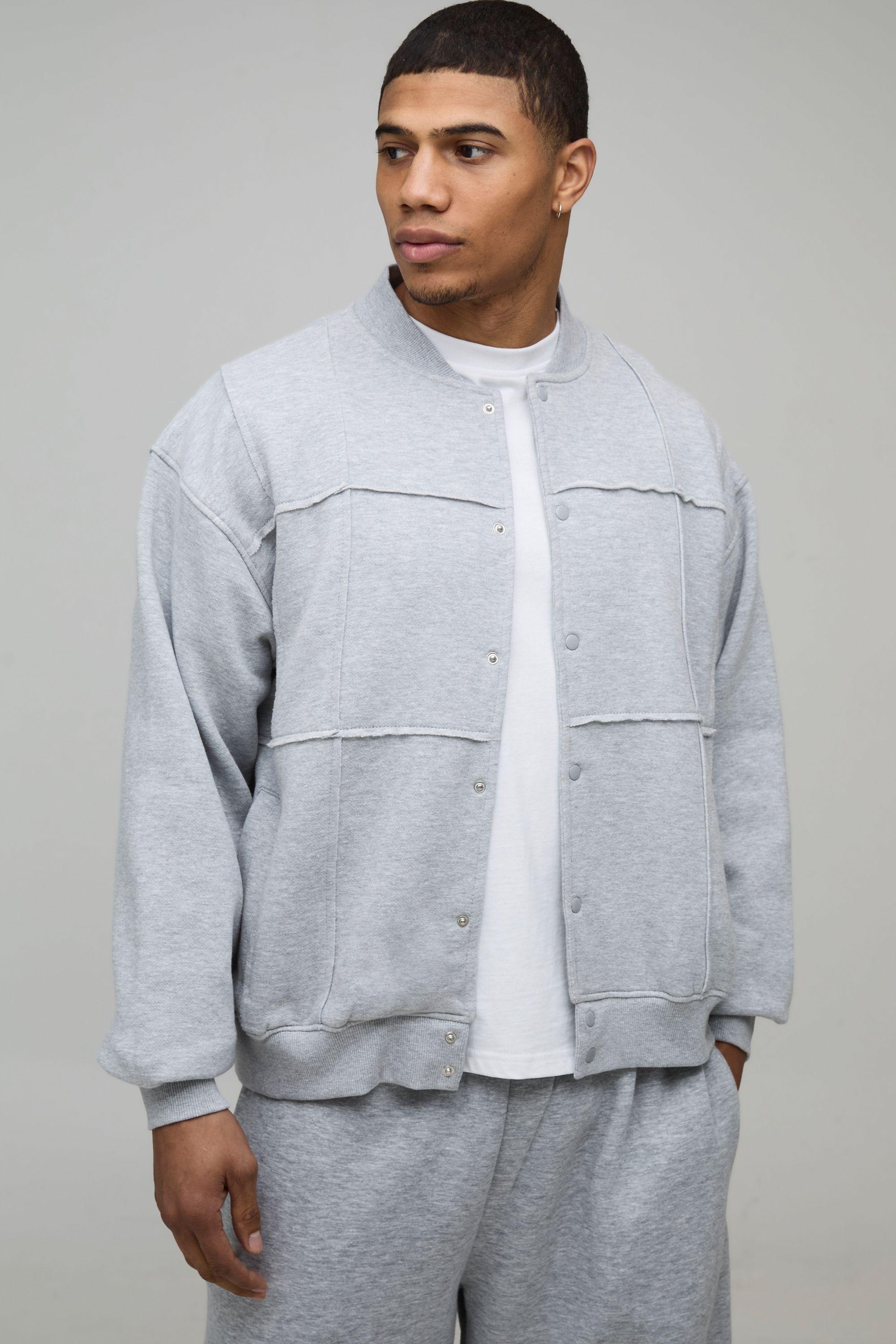 Boxy Fit Pleated Panel Jersey Bomber Jacket by BOOHOOMAN