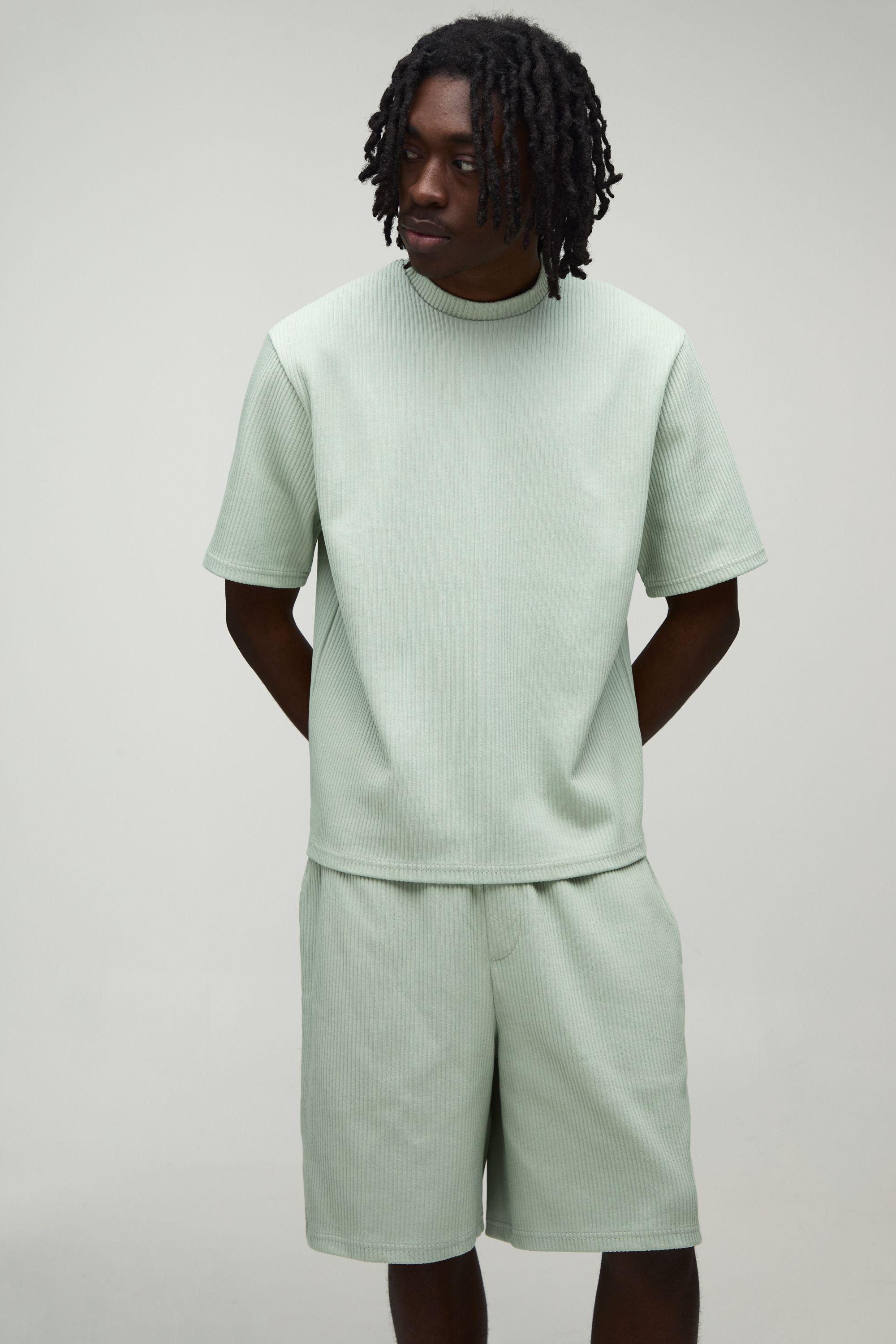 Boxy Fit Pleated T-Shirt & Baggy Short Set by BOOHOOMAN
