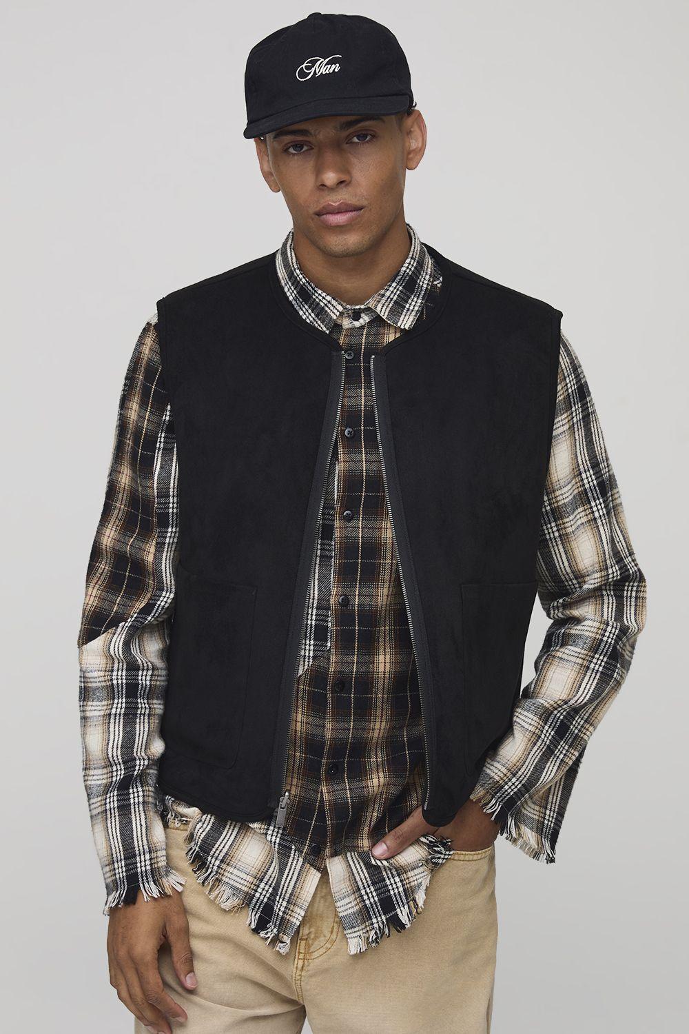 Boxy Fit Reversible Borg & Suede Gilet by BOOHOOMAN