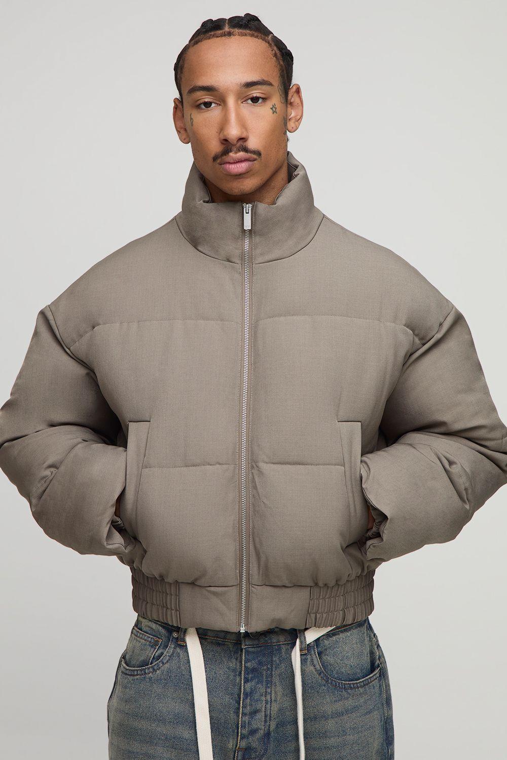 Boxy Fit Woven Padded Funnel Neck Puffer Jacket by BOOHOOMAN