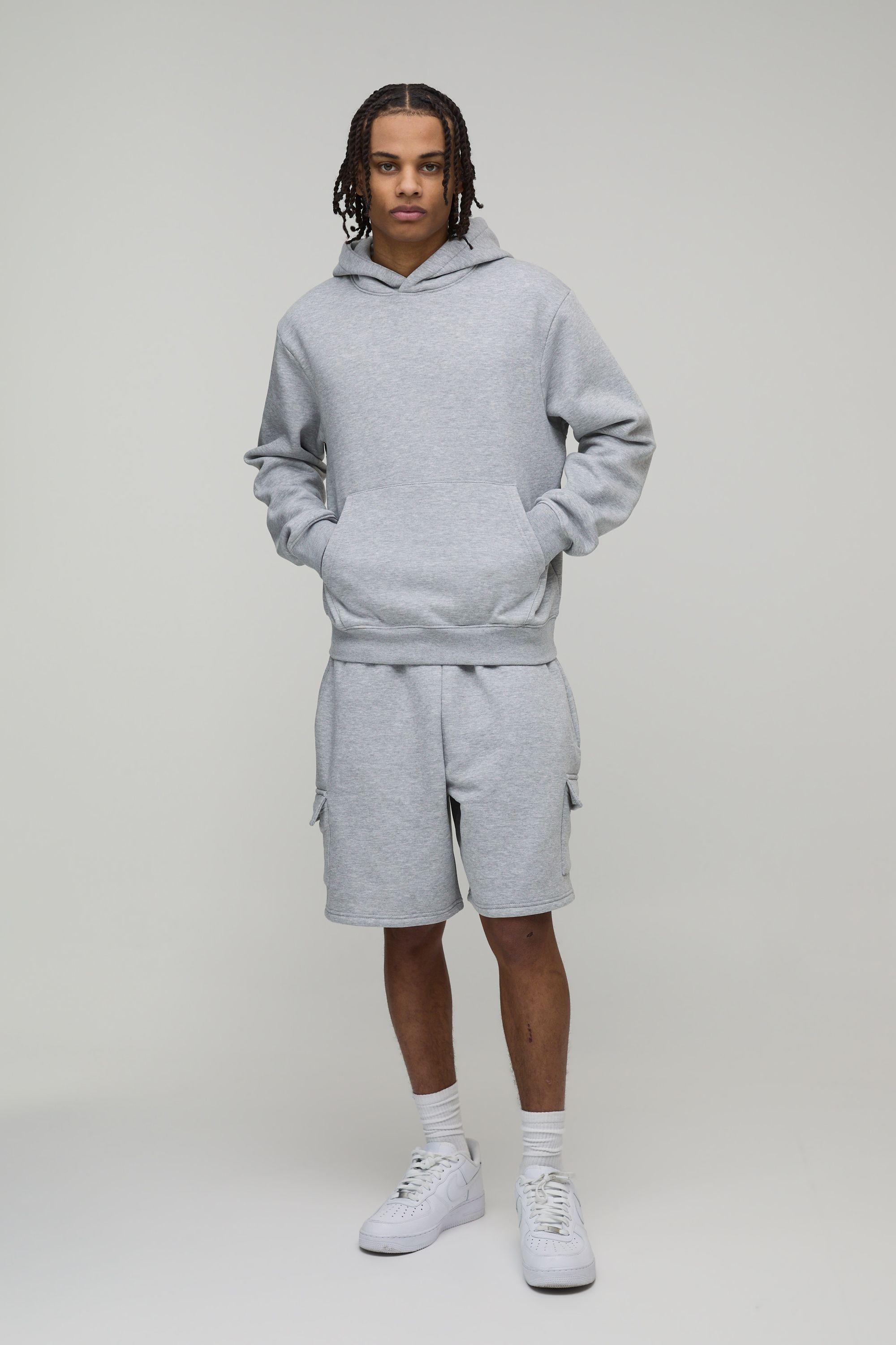 Boxy Hooded Cargo Short Tracksuit by BOOHOOMAN