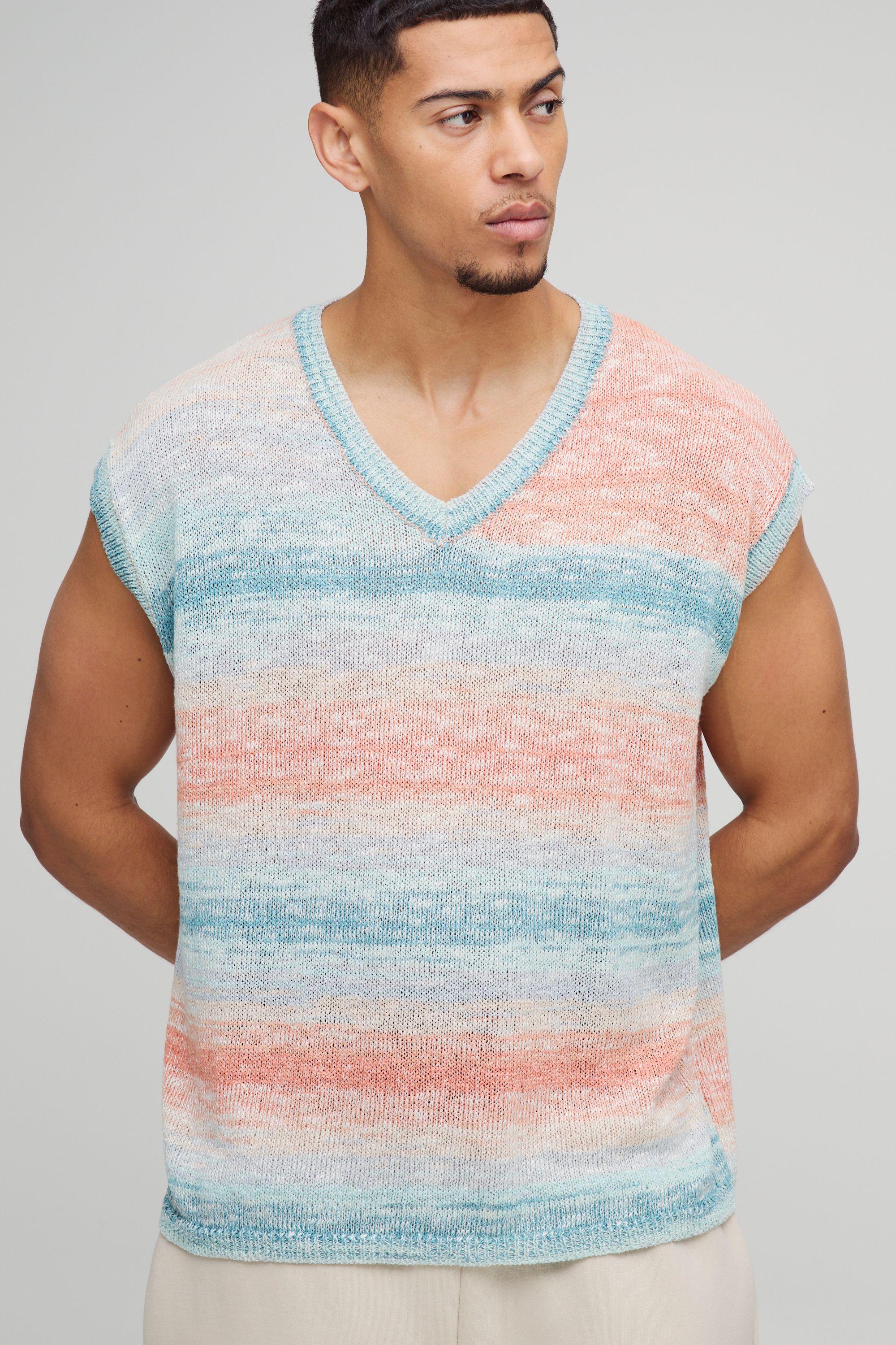 Boxy Ombre Stripe Knitted Tank by BOOHOOMAN
