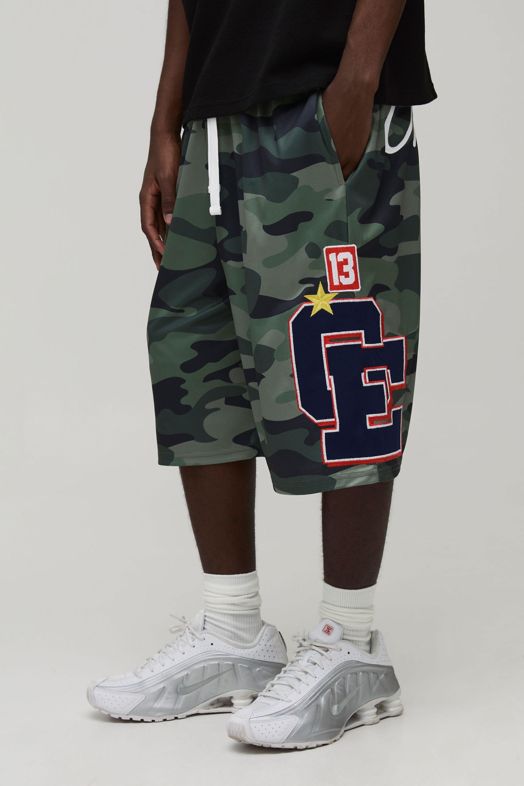 Camo Applique Mesh Jorts by BOOHOOMAN