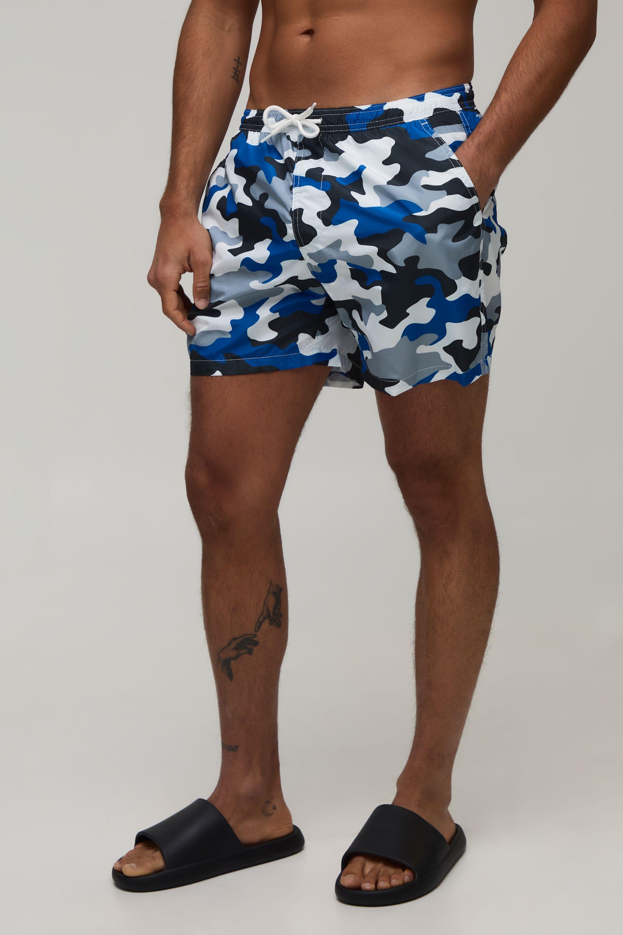 Camo Mid Length Swim Short by BOOHOOMAN